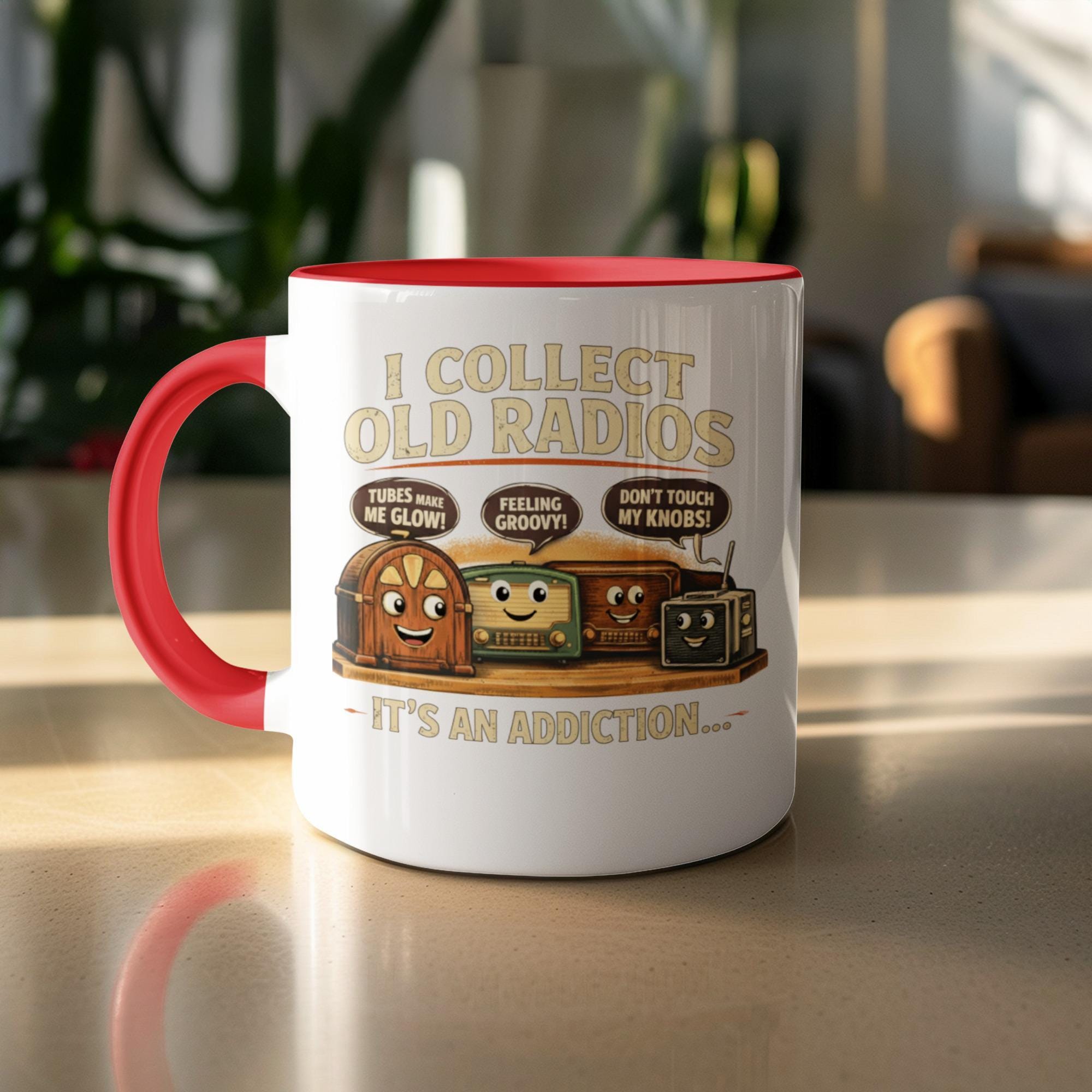 I Collect Old Radios Mug, Funny Vintage Radio Lovers Gift, Retro Nerd Coffee Cup, Collector's Item, Unique Radio Enthusiast Mug