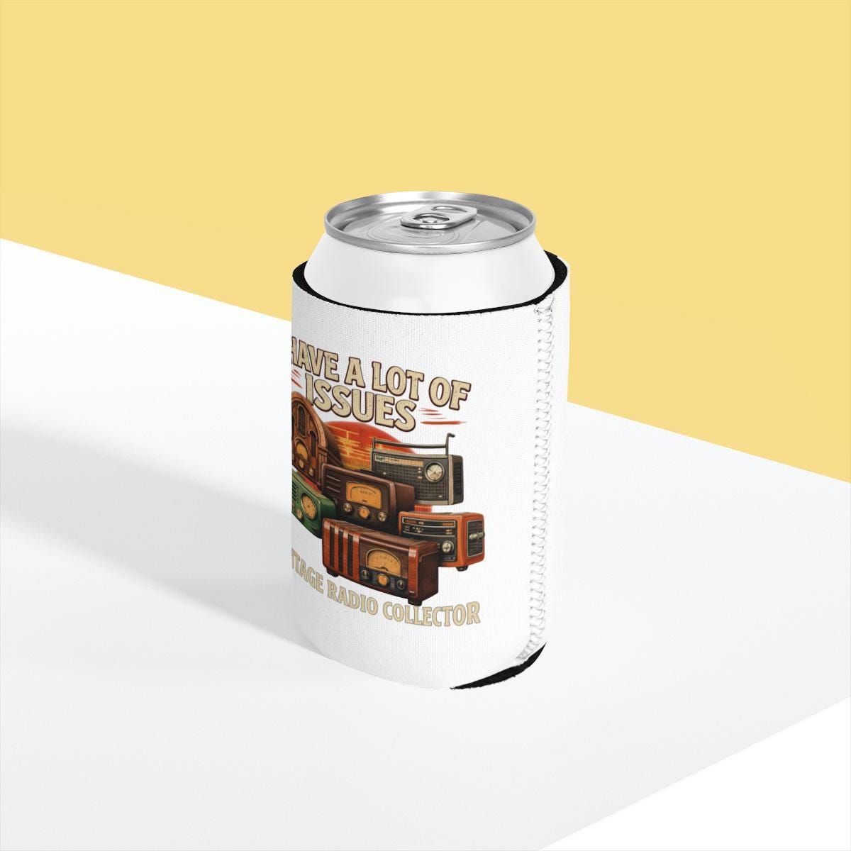 Retro Radio Can Cooler, Funny Vintage Radio Collector Gift, I Have A Lot Of Issues, Retro Music Lover, Unique Can Insulator