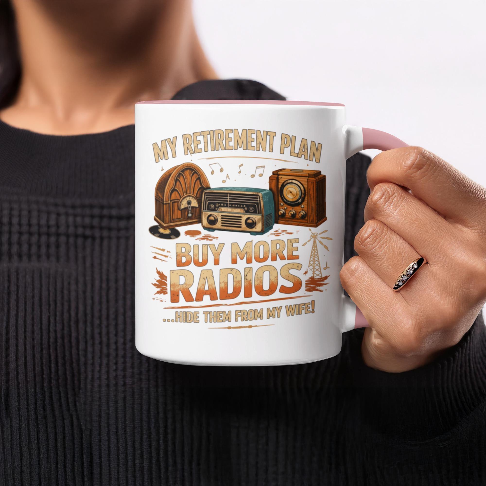 Funny Retirement Mug, Radio Lover Gift, My Retirement Plan Buy More Radios, Hide Them From My Wife, Vintage Radio Coffee Cup