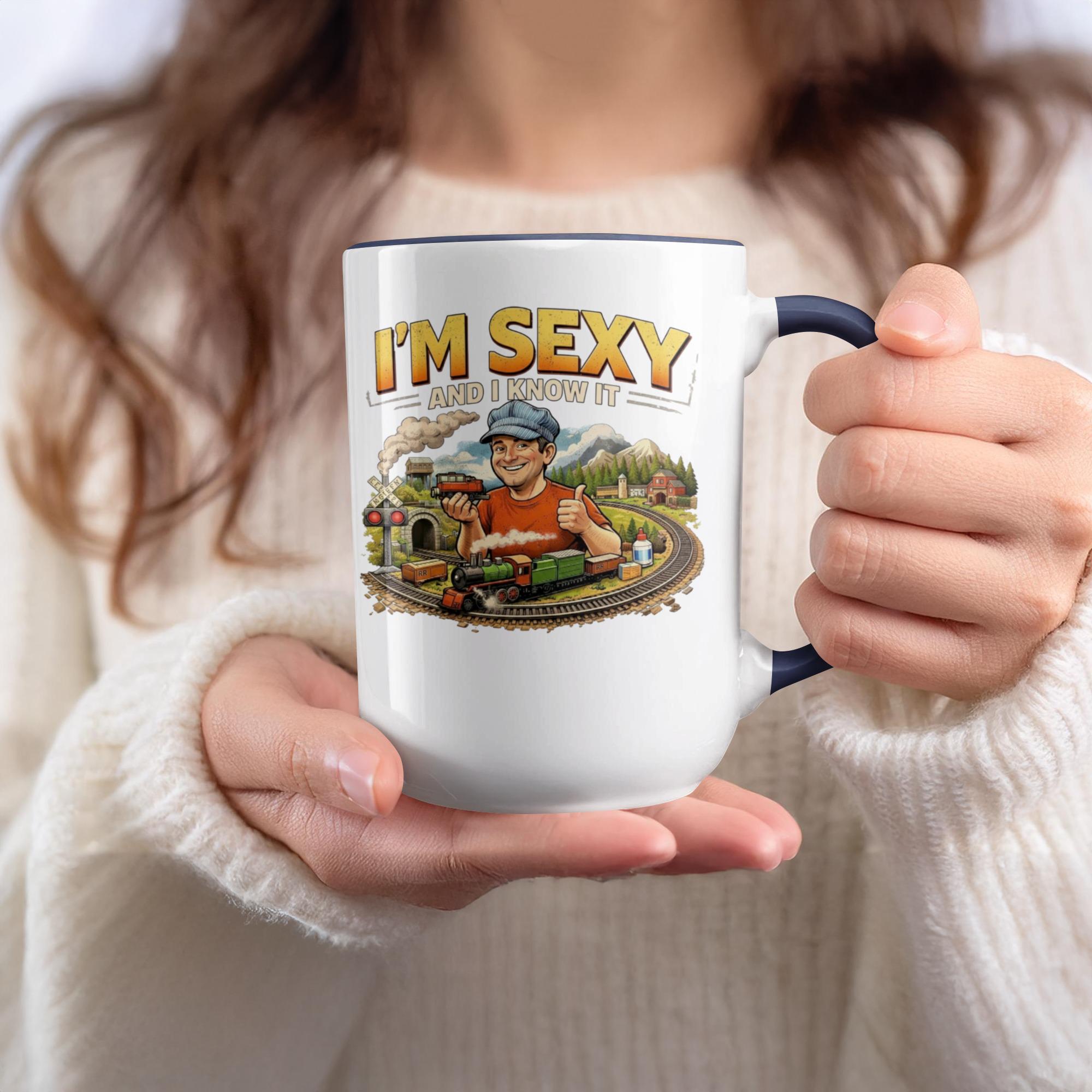 Funny Train Conductor Mug, I'm Sexy And I Know It Coffee Cup, Gift for Train Lovers, Humorous Mug for Train Enthusiasts