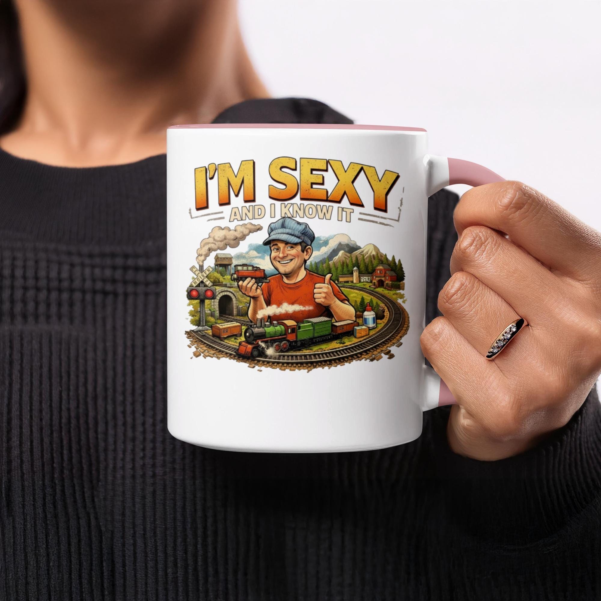 Funny Train Conductor Coffee Mug, I'm Sexy And I Know It Mug, Gift For Train Lovers, Unique Train Enthusiast Ceramic Mug, Train Humor Cup