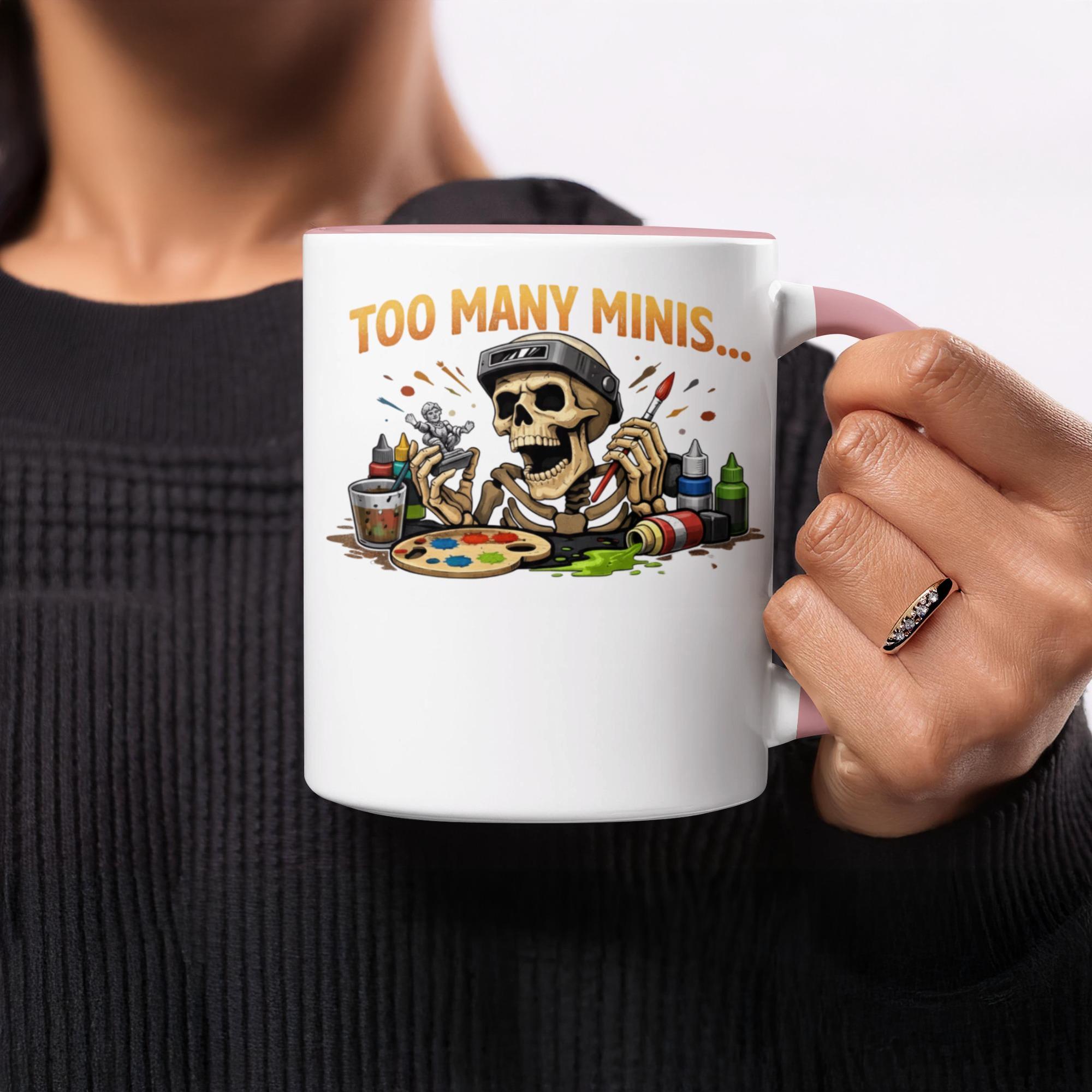 Too Many Minis Skeleton Artist Mug, Funny Painter Skeleton Gift, Coffee Mug for Miniatures Painters, Hobbyist Gift Idea, Unique Artist Mug