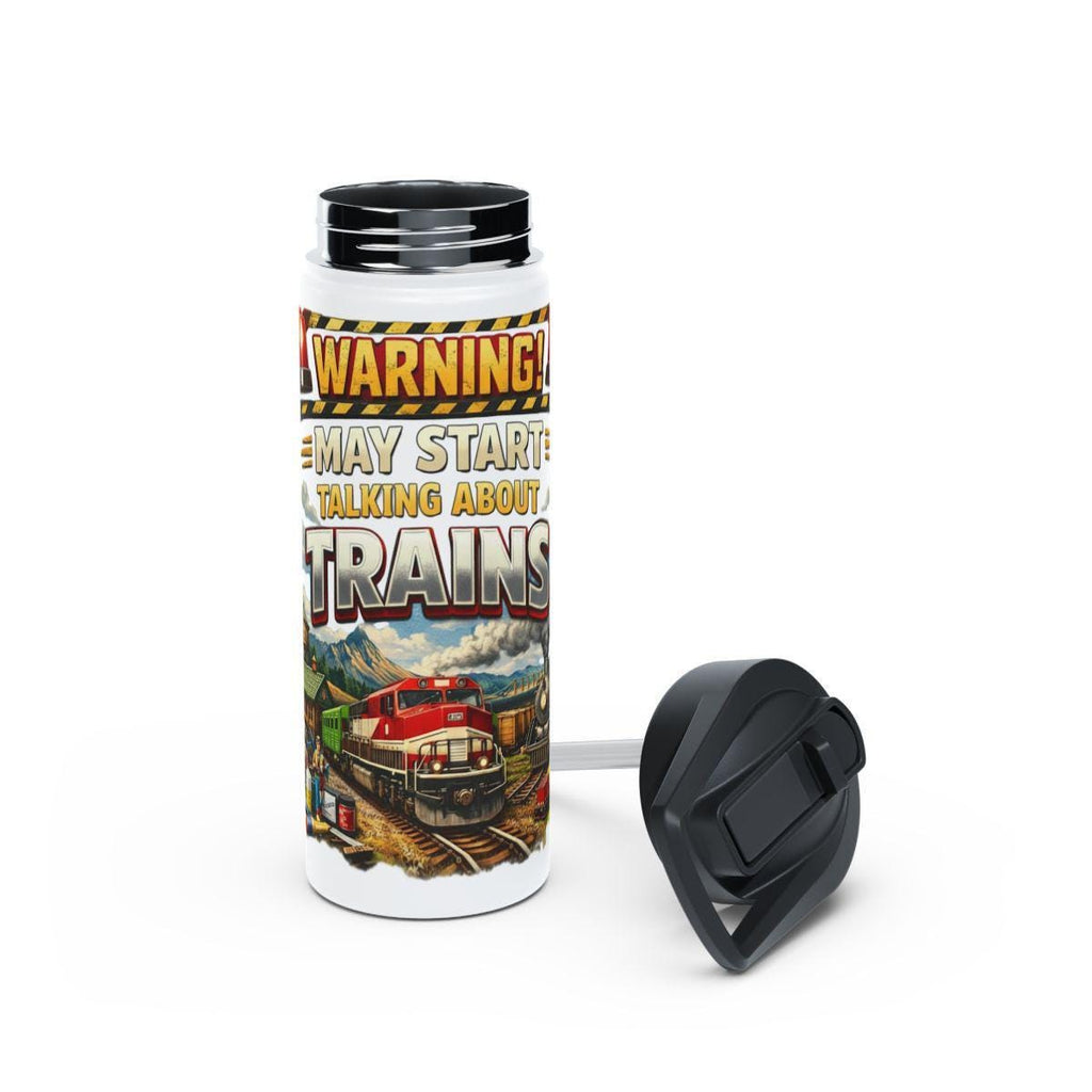 Train Enthusiast Travel Mug, Warning May Start Talking About Trains, Perfect Gift For Train Lovers, Illustrated Train Tumbler