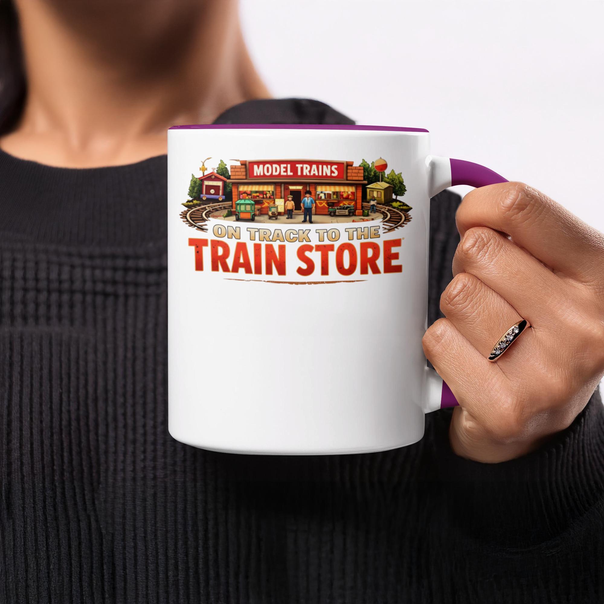 Model Trains Mug, On Track To The Train Store Coffee Cup, Railroad Enthusiast Gift, Train Lover Present, Collectible Train Mug