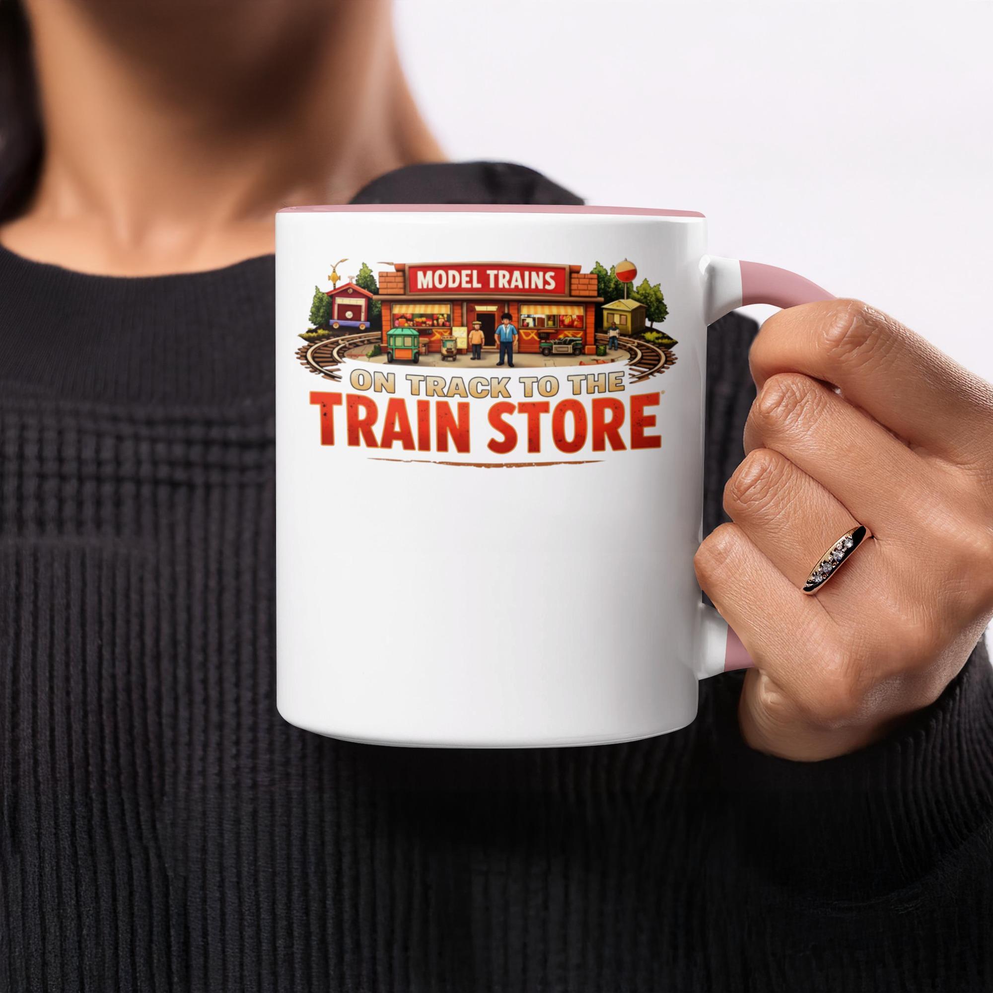 Model Trains Mug, On Track To The Train Store Coffee Cup, Train Lover Gift, Railroad Enthusiast Ceramic Mug, Unique Train Store Mug