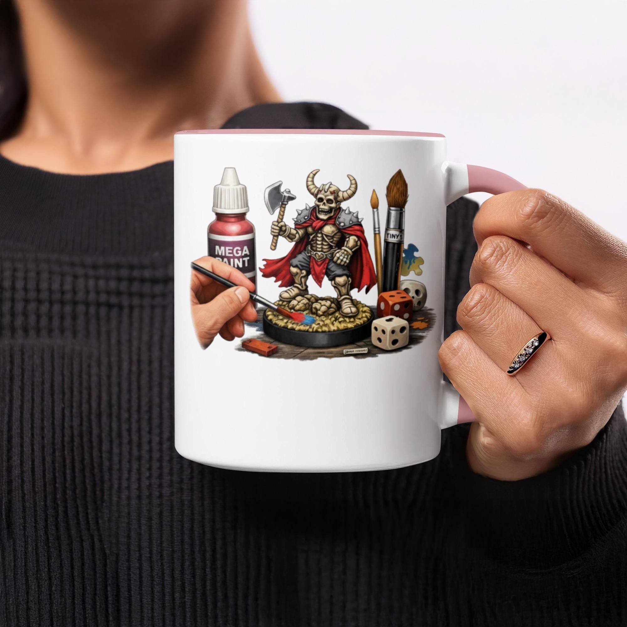 Fantasy Miniature Painting Mug, Gaming Figurine Coffee Cup, Warhammer Painter Gift, RPG Dice Lover Mug, DnD Hobby Enthusiast Drinkware