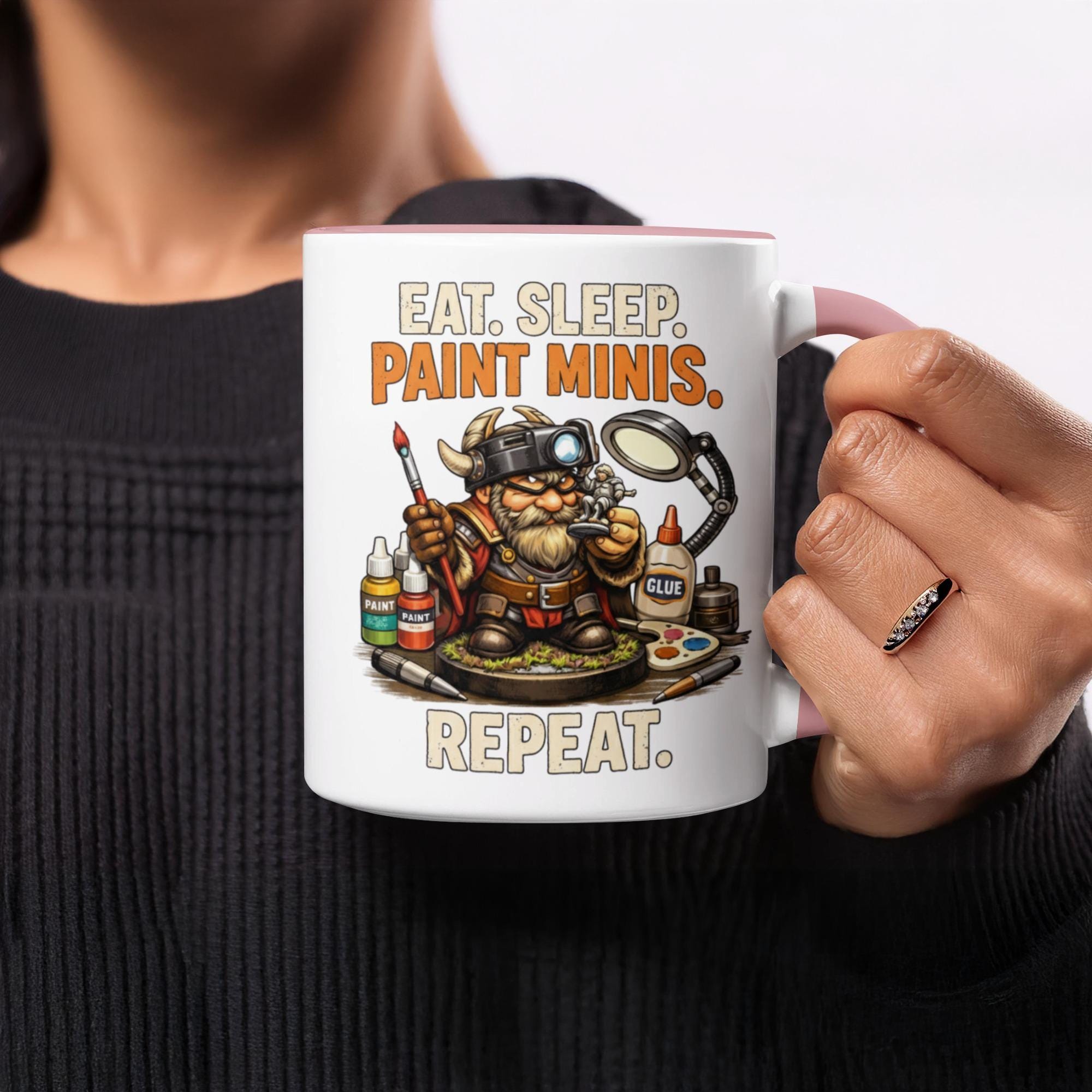 Eat Sleep Paint Minis Repeat Mug, Miniature Painting Gift, Painter Coffee Cup, Hobbyist Mug, Unique Gamer Gift, Fun Art Mug