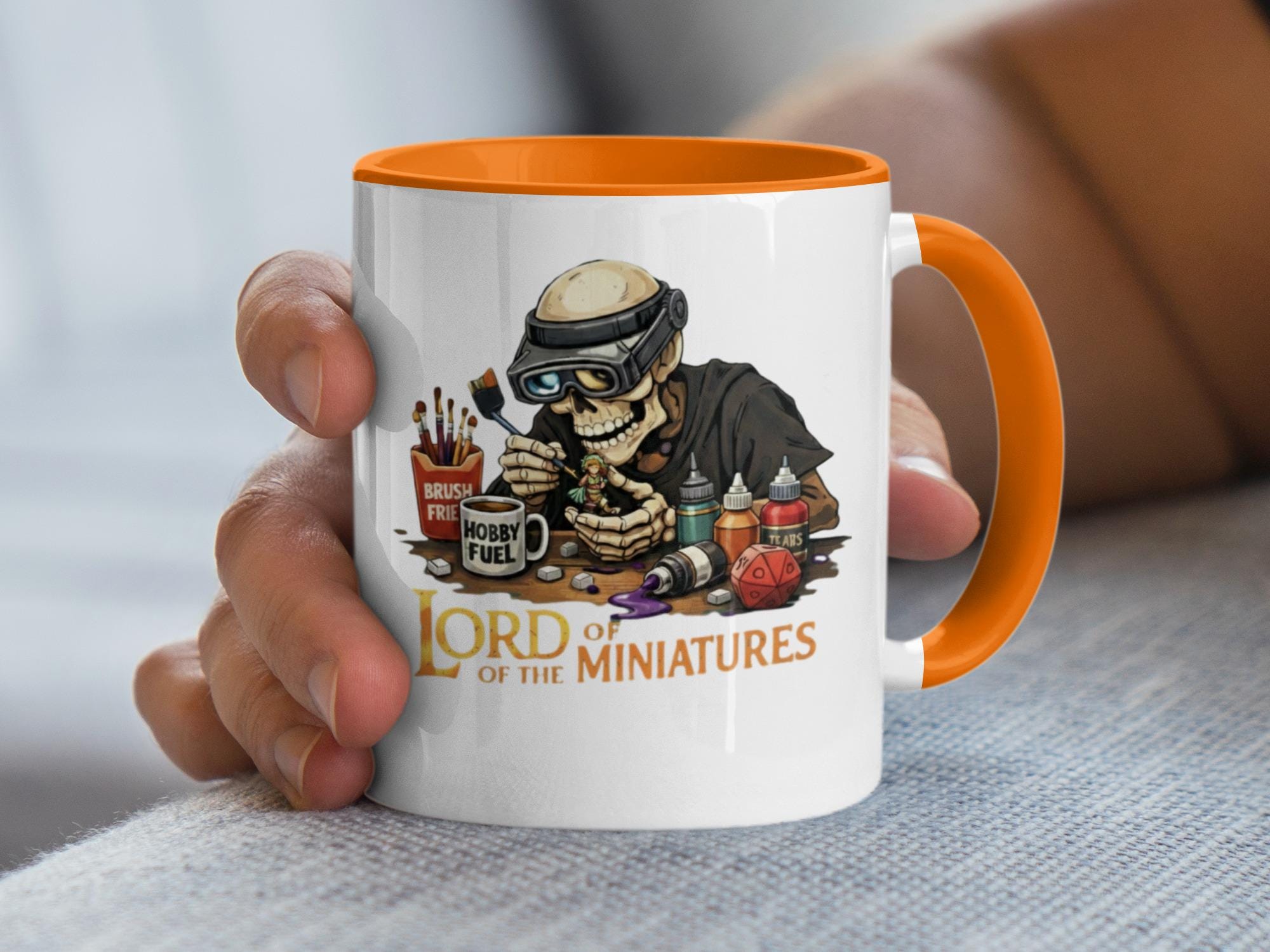 Funny Skeleton Miniature Painter Mug, Lord of the Miniatures, Miniature Painting Gift, Hobbyist Mug, Gamer Gift, Painter Coffee Mug