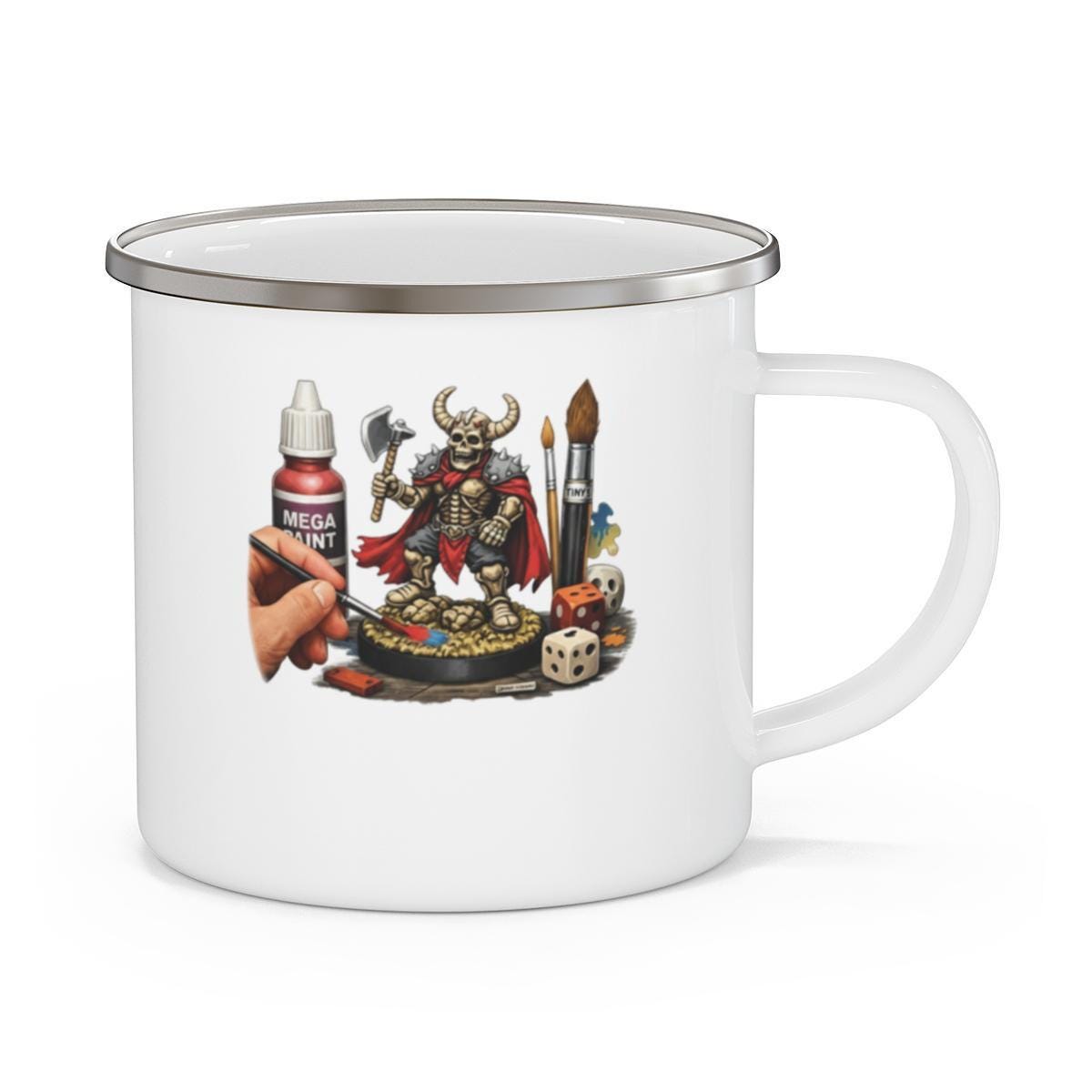 Warhammer Fantasy Enamel Mug, Tabletop Miniature Painting Cup, Gamer Gift, Dungeons and Dragons Coffee Mug, Geeky Drinkware