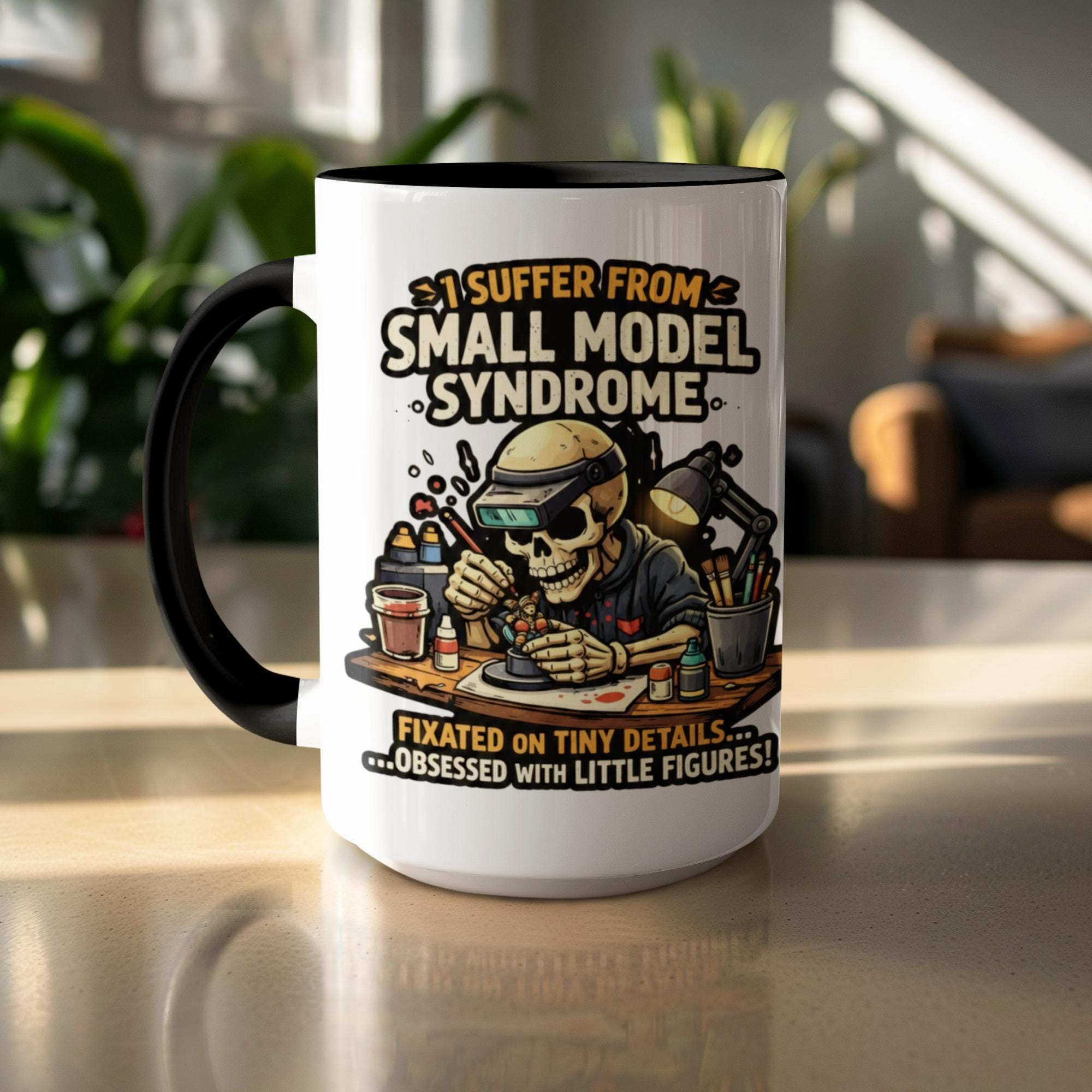 Funny Skeleton Model Builder Mug, Small Model Syndrome, Miniature Hobby Gift, Geeky Coffee Cup, Model Making Enthusiast