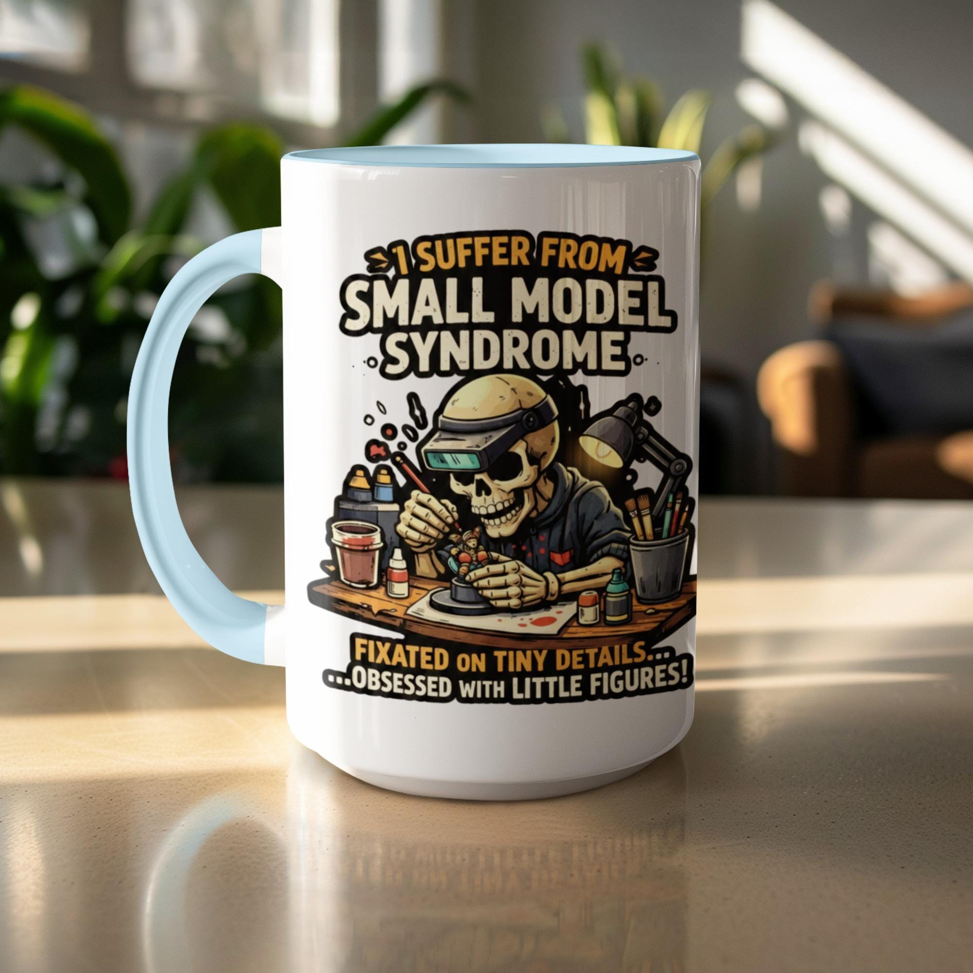 Small Model Syndrome Mug, Funny Skeleton Model Builder Gift, Hobbyist Coffee Cup, Unique Gift for Model Makers, Obsessed with Figures