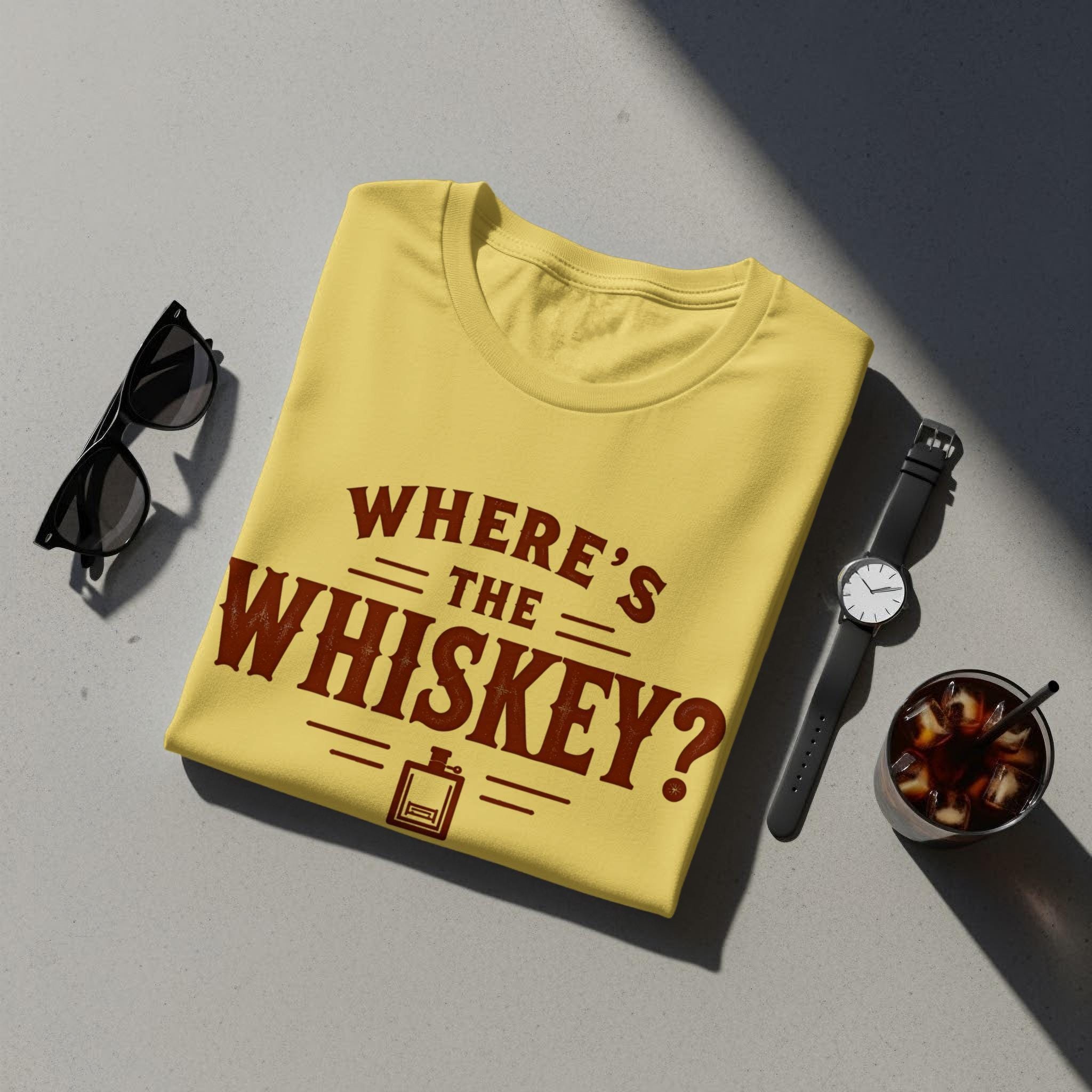 Where's The Whiskey T-Shirt, Funny Alcohol Tee, Comfort Colors Shirt, Party Shirt, Drinking Gift, Sarcastic Tee, Whiskey Lover Apparel