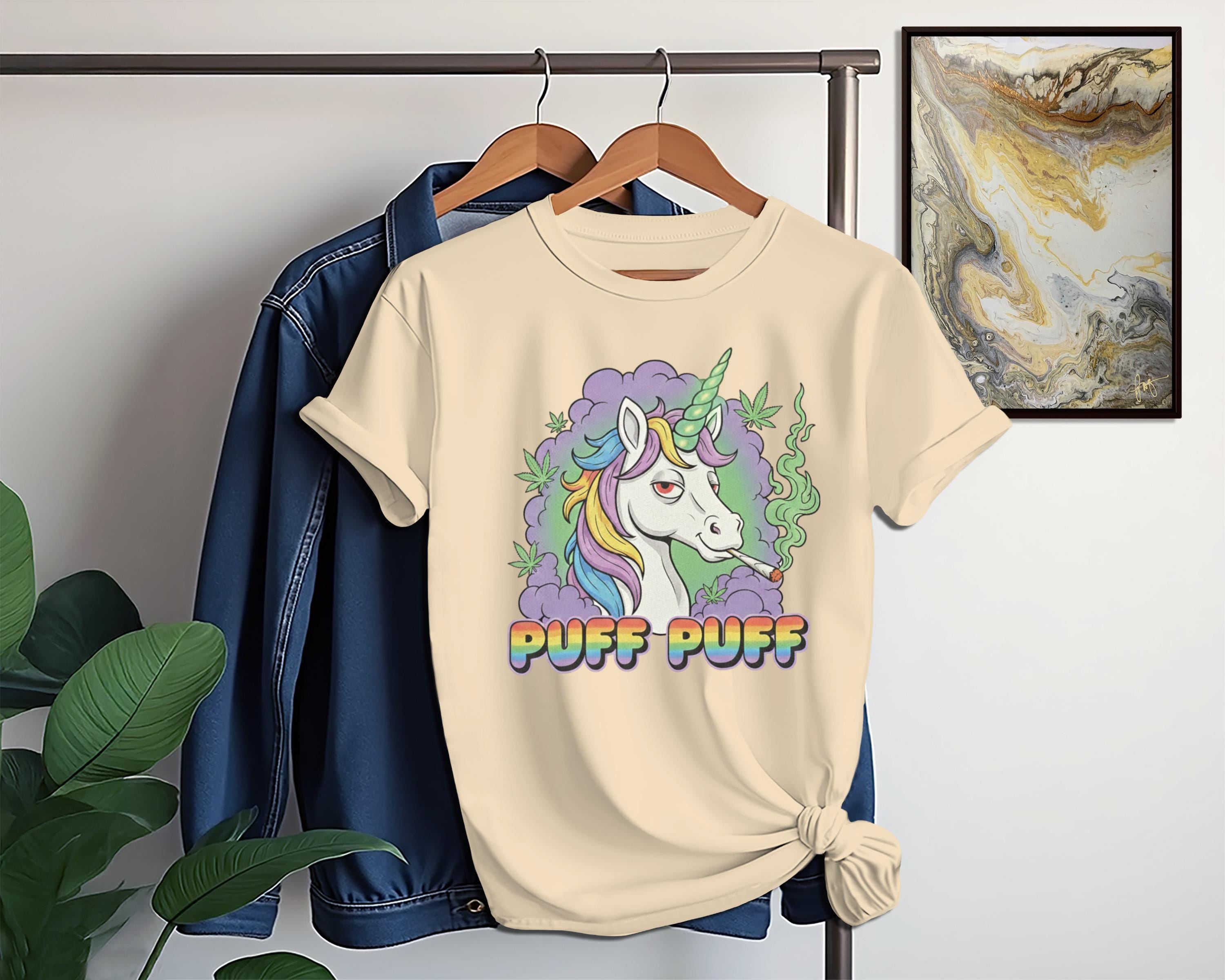 Puff Puff Unicorn T-Shirt, Funny Weed Shirt, Stoner Unicorn, Colorful Graphic Tee, Trending T Shirt, Comfort Colors Shirt