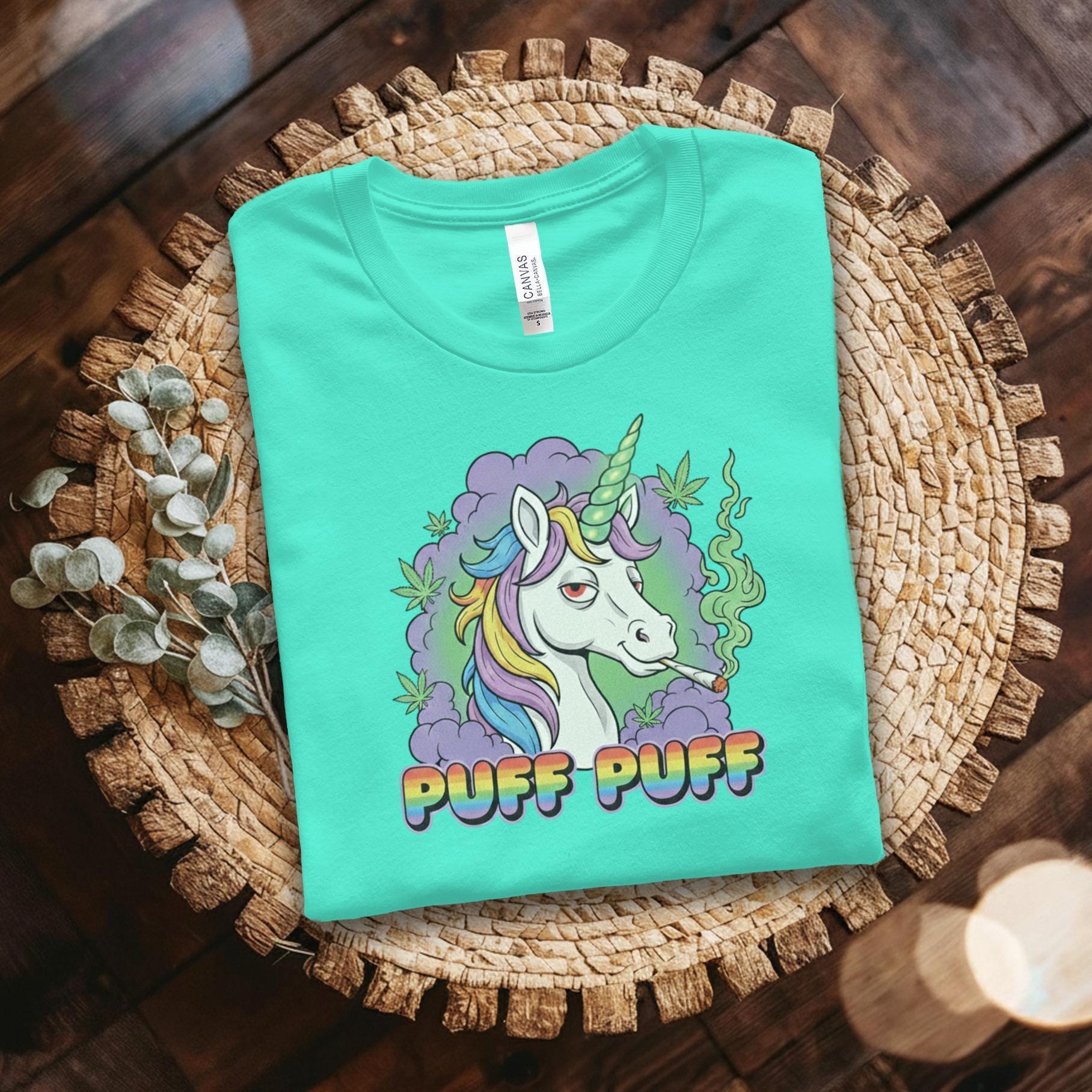 Puff Puff Unicorn T-Shirt, Funny Weed Shirt, Stoner Unicorn, Colorful Graphic Tee, Trending T Shirt, Comfort Colors Shirt