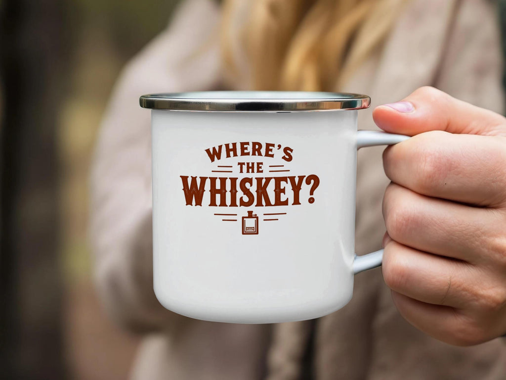 Where's The Whiskey Mug, Funny Coffee Mug, Novelty Gift for Whiskey Lovers, Camping Mug, Rustic Drinkware, Unique Gift Idea, Campfire Mug
