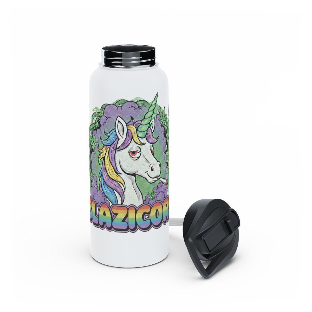 Funny Lazicorn Unicorn Water Bottle, Cute Unicorn Thermos, Lazy Unicorn Gift, Colorful Unicorn Art, Insulated Water Bottle