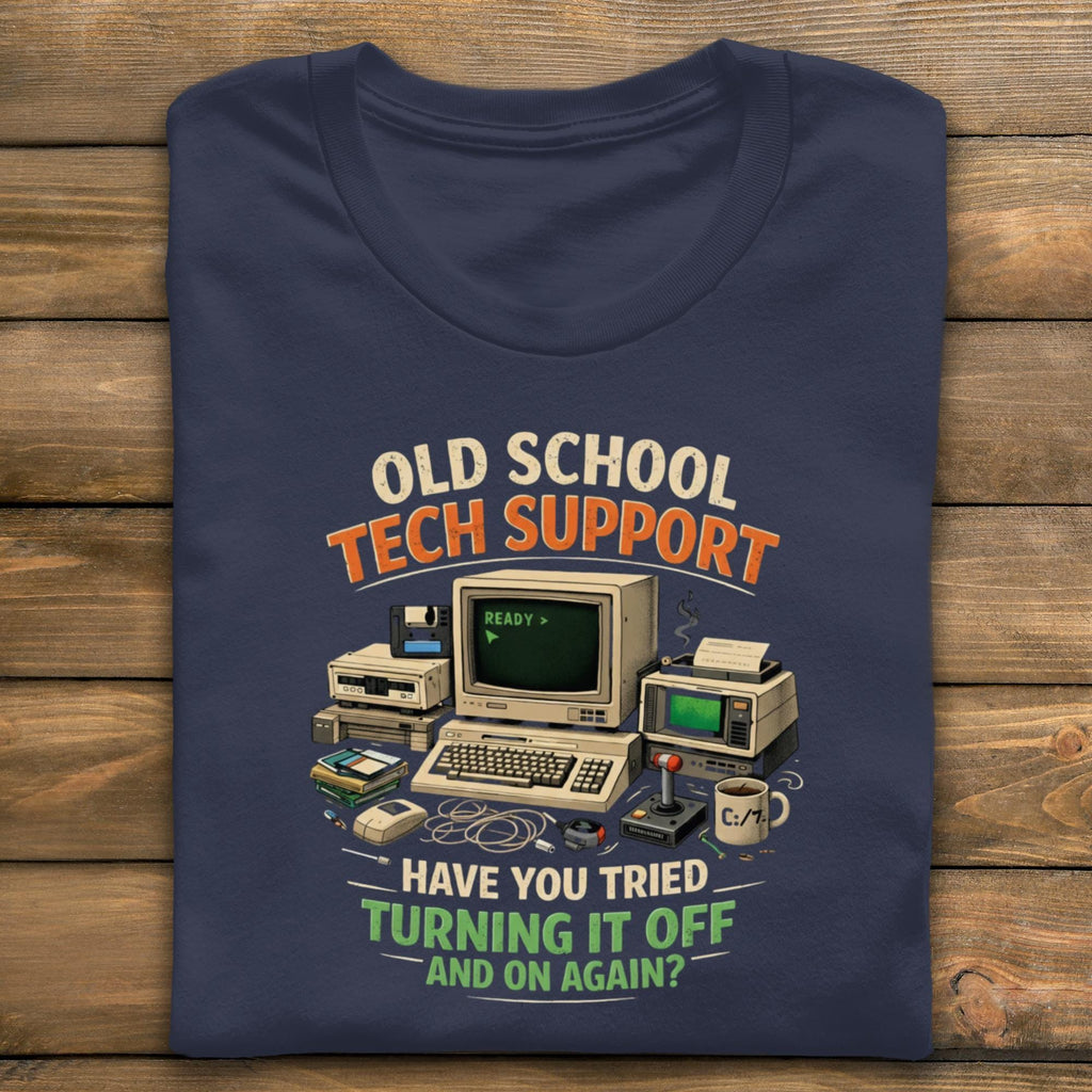 Old School Tech Support Shirt, Funny Computer Tee, Retro Geek T-Shirt, Vintage Nerd Gift, Turn It Off and On Again, Tech Lover Top