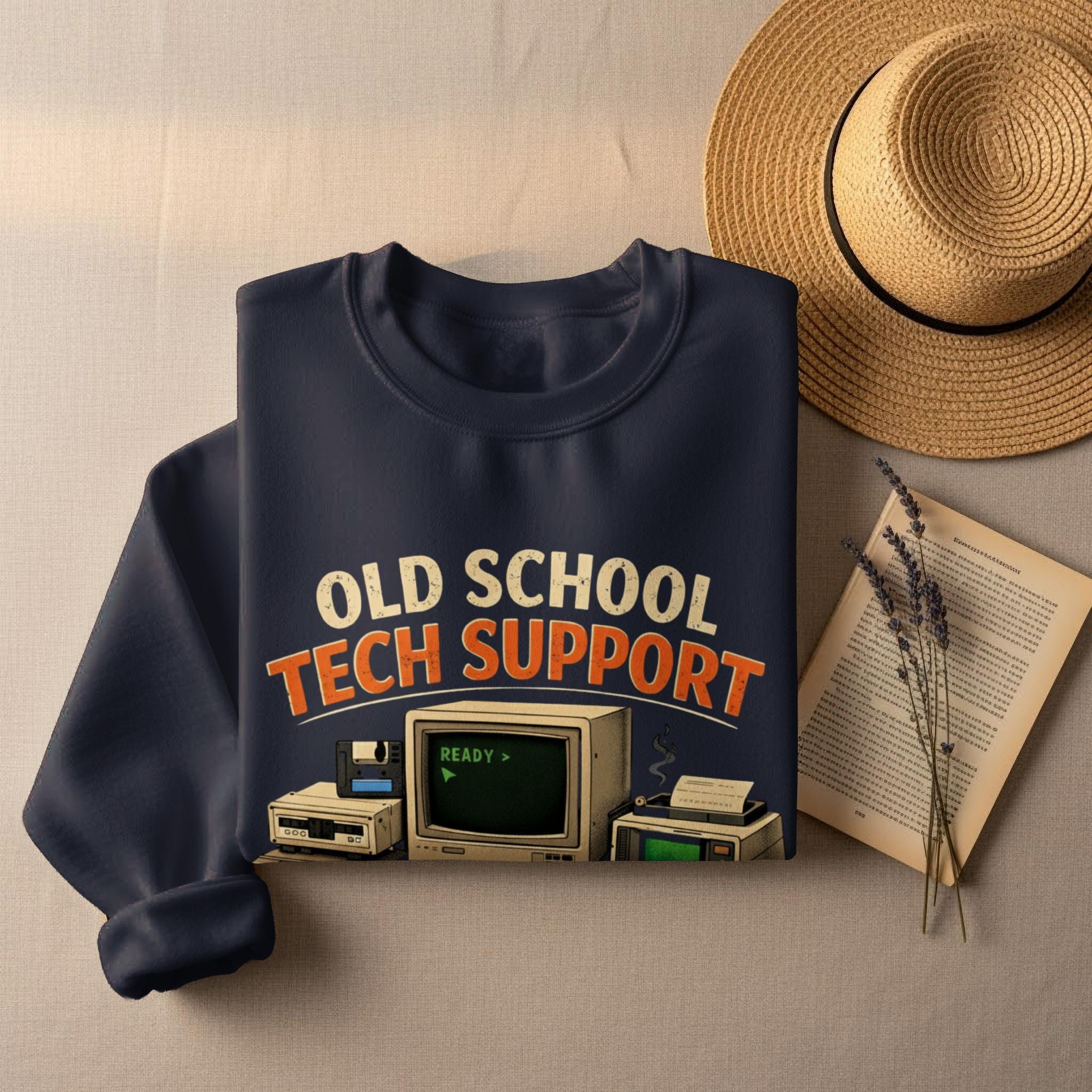 Old School Tech Support Sweatshirt, Retro Computer Graphic Hoodie, Vintage Tech Lover Gift, Nostalgic Geek Apparel, Fun Novelty Sweater