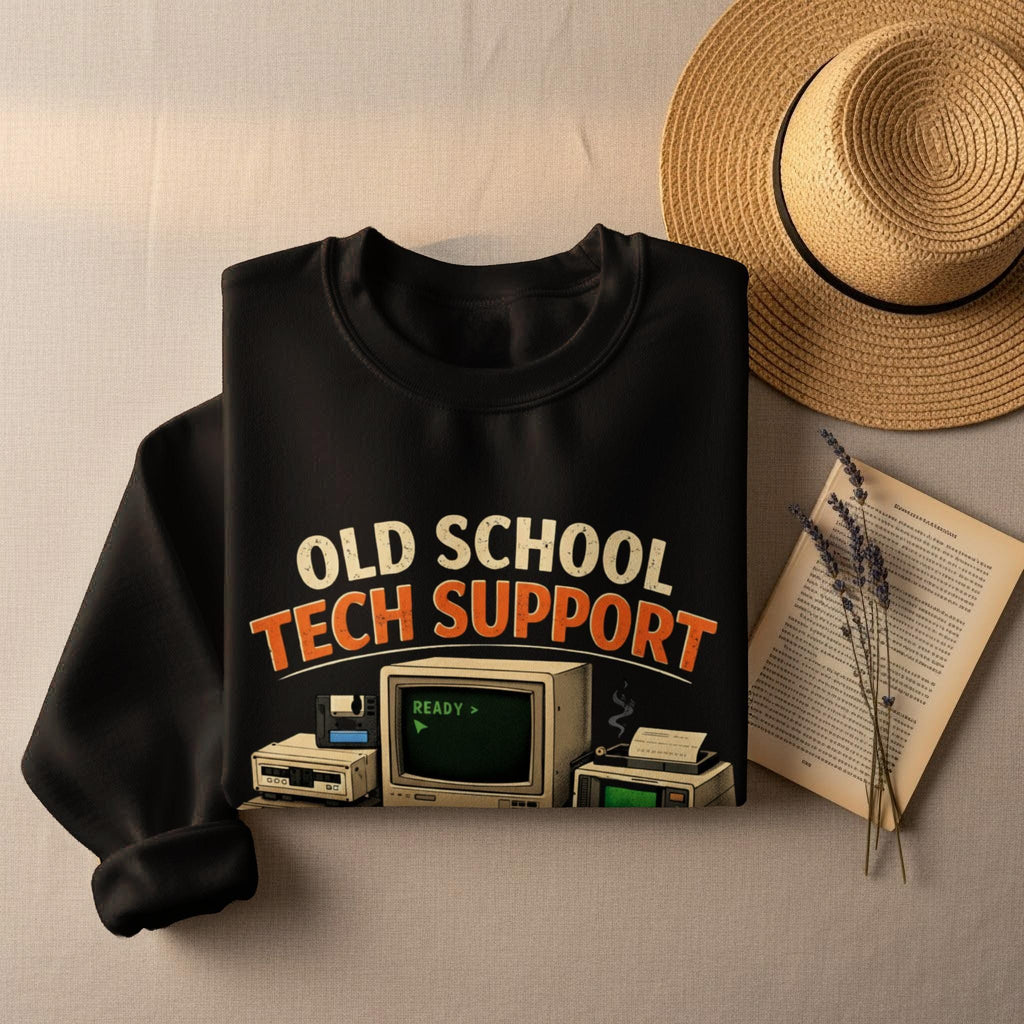 Old School Tech Support Sweatshirt, Retro Computers Graphic Pullover, Vintage Tech Lover Gift, Funny Geek Hoodie