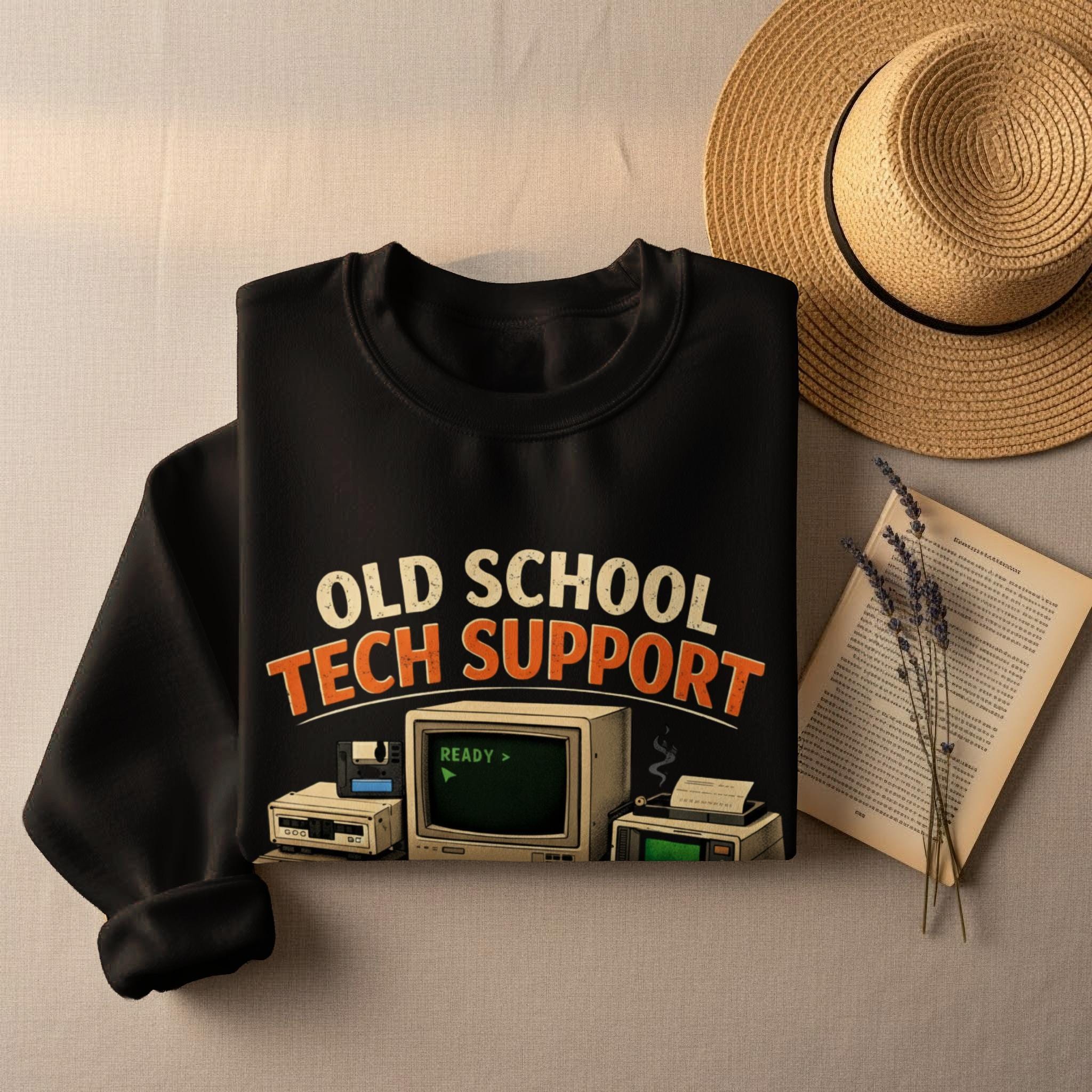 Old School Tech Support Sweatshirt, Retro Computers Graphic Pullover, Vintage Tech Lover Gift, Funny Geek Hoodie