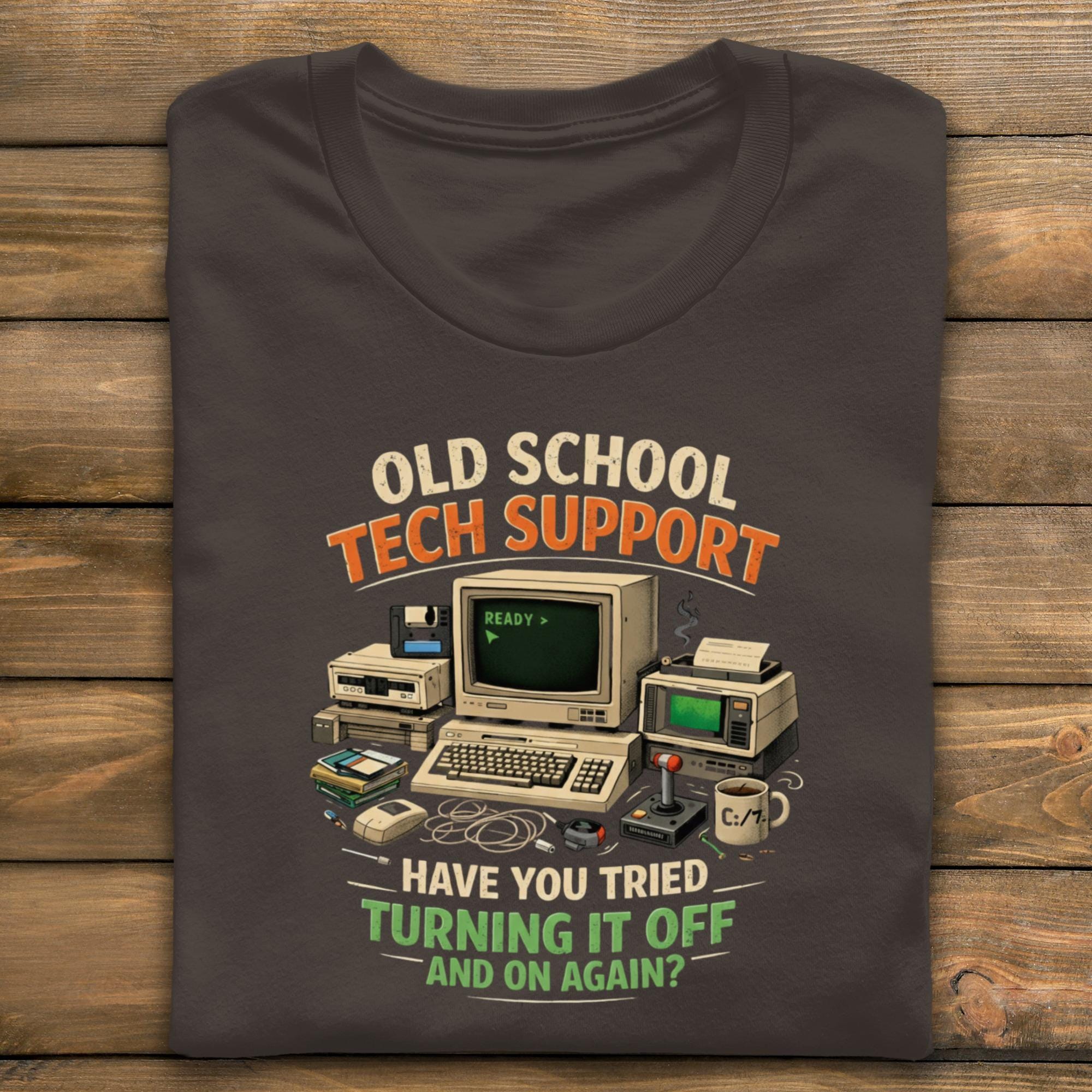 Old School Tech Support Shirt, Retro Computer T-Shirt, Funny IT Tee, Unisex Vintage Tech Gift, Geek Humor Shirt, Nerdy Graphic Tee