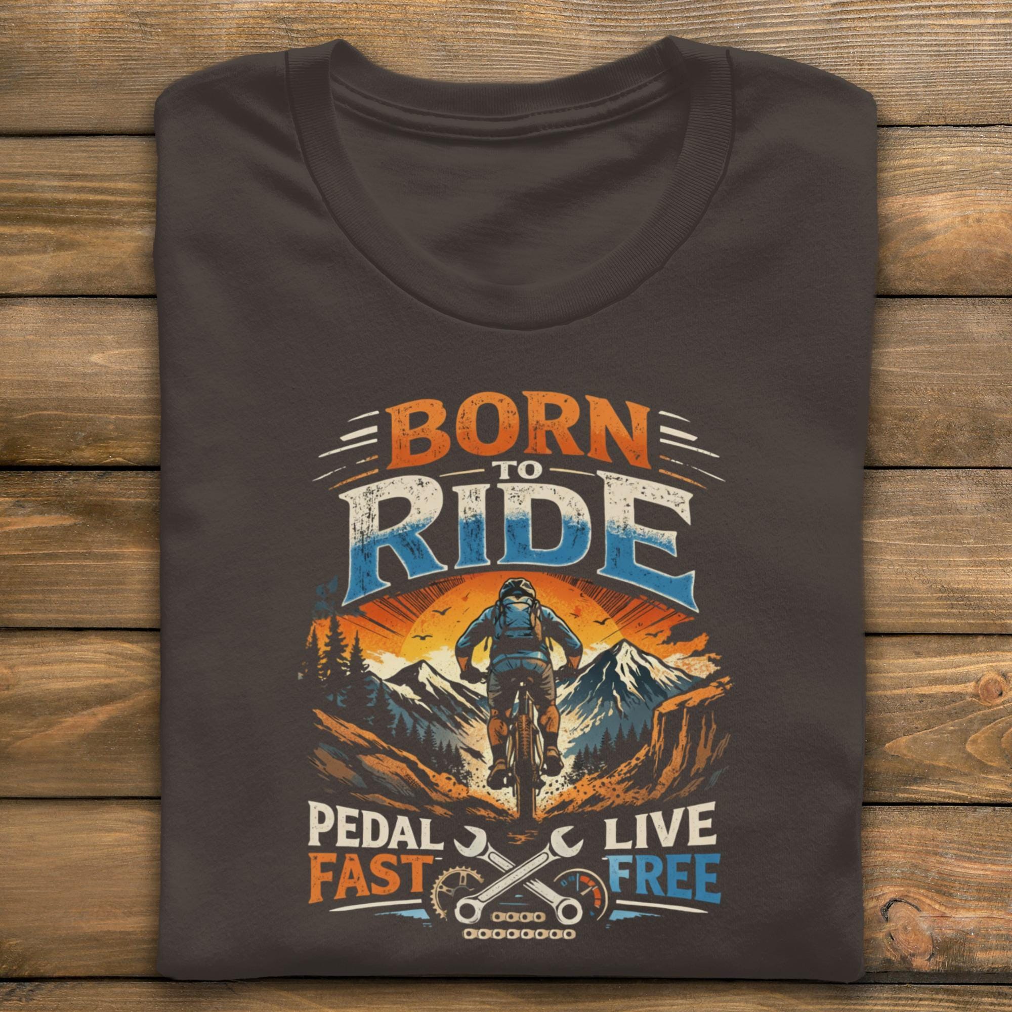 Born to Ride T-shirt, Mountain Biking Graphic Tee, Outdoor Adventure Shirt, Pedal Fast Live Free, Cycling Enthusiast Gift