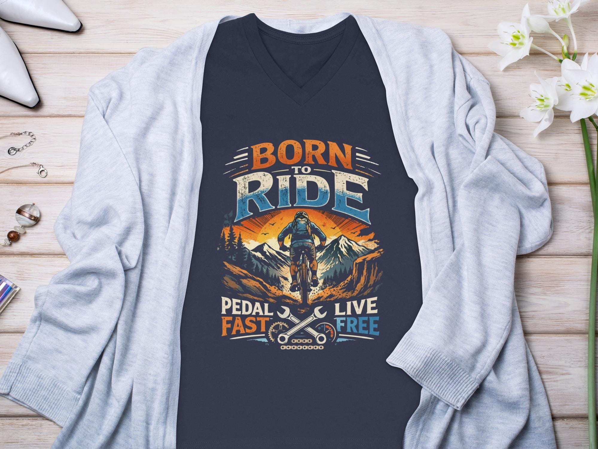 Born to Ride Shirt, Pedal Fast Live Free Tee, Cycling Adventure T-Shirt, Bike Riding Graphic Top, Outdoor Sportswear