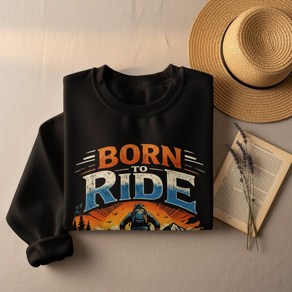 Born to Ride Sweatshirt, Motorcycle Adventure Shirt, Biker Gift Apparel, Outdoor Enthusiast Clothing, Unique Moto Rider Pullover