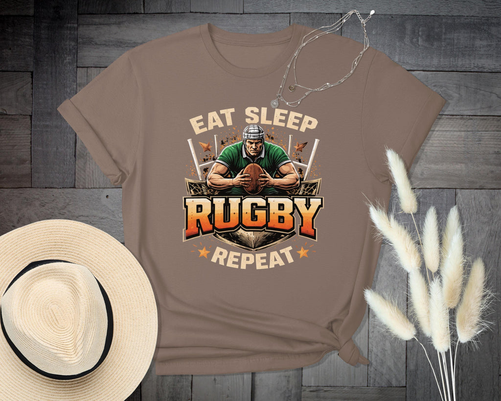 Eat Sleep Rugby Repeat T-Shirt, Rugby Player Graphic Tee, Rugby Enthusiast Shirt, Sports Lover Gift, Fun Rugby Apparel