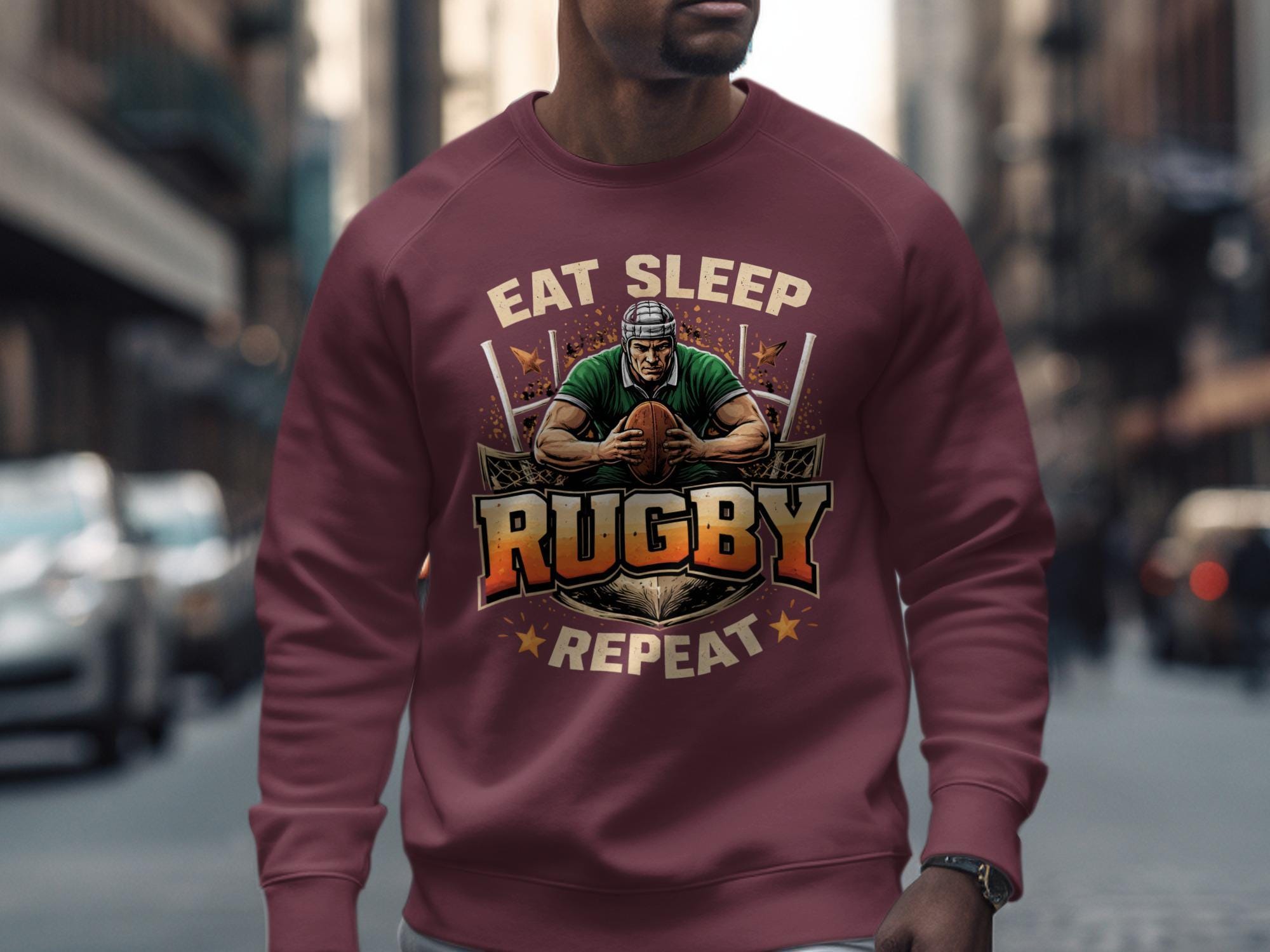 Eat Sleep Rugby Repeat Sweatshirt, Rugby Player Gift, Rugby Lover Clothing, Rugby Fan Apparel, Funny Rugby Shirt