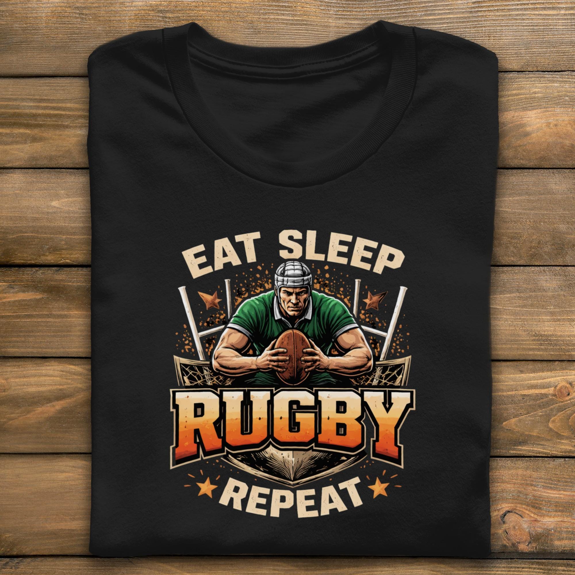 Eat Sleep Rugby Repeat Shirt, Rugby Player T-Shirt, Rugby Fan Gift, Rugby Team Apparel, Rugby Lover Shirt, Sports Tee