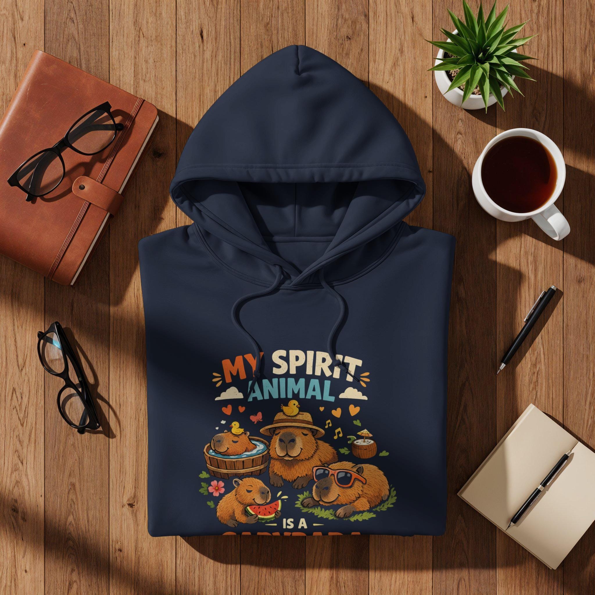 My Spirit Animal Is A Capybara Hoodie, Animal Lovers Gift, Adorable Capybara Art, Cute Capybara Sweatshirt, Cozy Hoodie