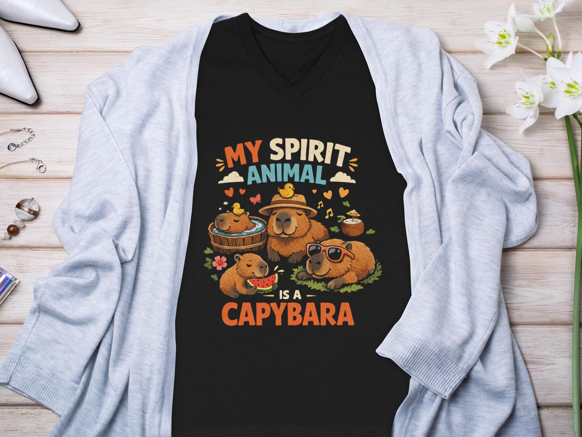 My Spirit Animal Is A Capybara Shirt, Cute Capybara T-Shirt, Funny Capybara Lover Tee, Animal Humor Shirt, Relaxed Fit Graphic Tee