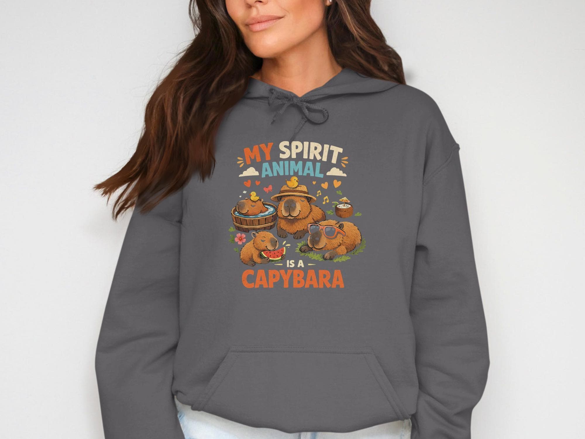 My Spirit Animal Is A Capybara Hoodie, Cute Capybara Graphic Sweatshirt, Cozy Animal Lover Gift, Adorable Capybara Lover Apparel