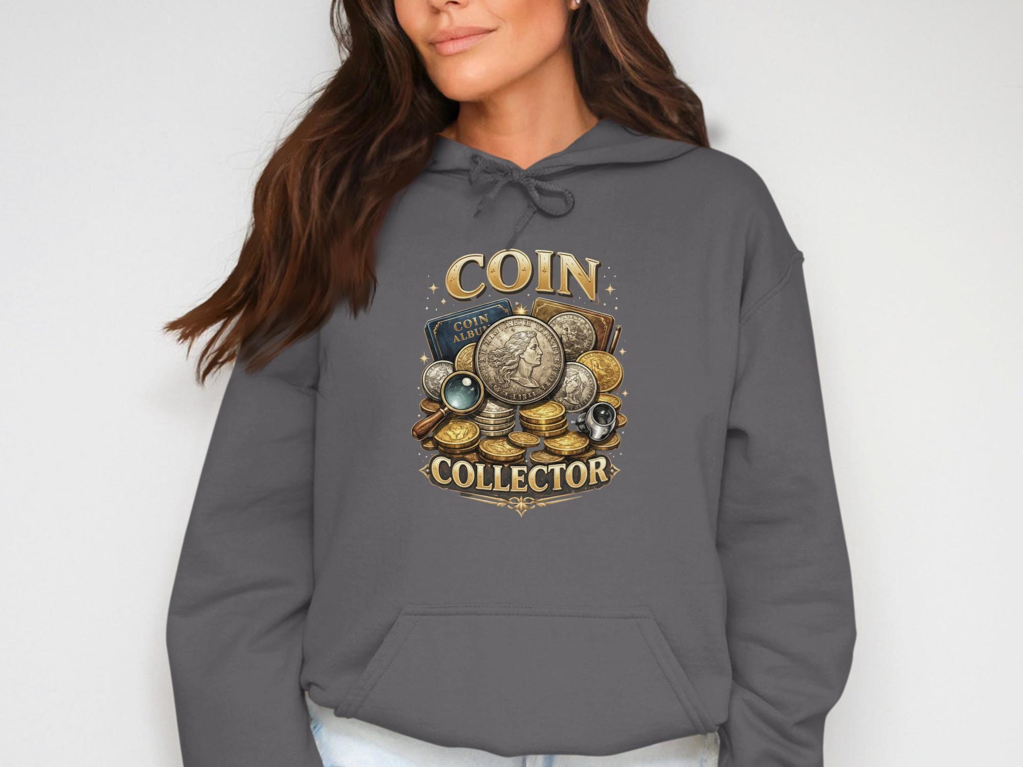 Coin Collector Hoodie, Coin Enthusiast Gift, Coin Collecting Apparel, Coin Lovers Sweatshirt, Unique Coin Hobbyist Pullover