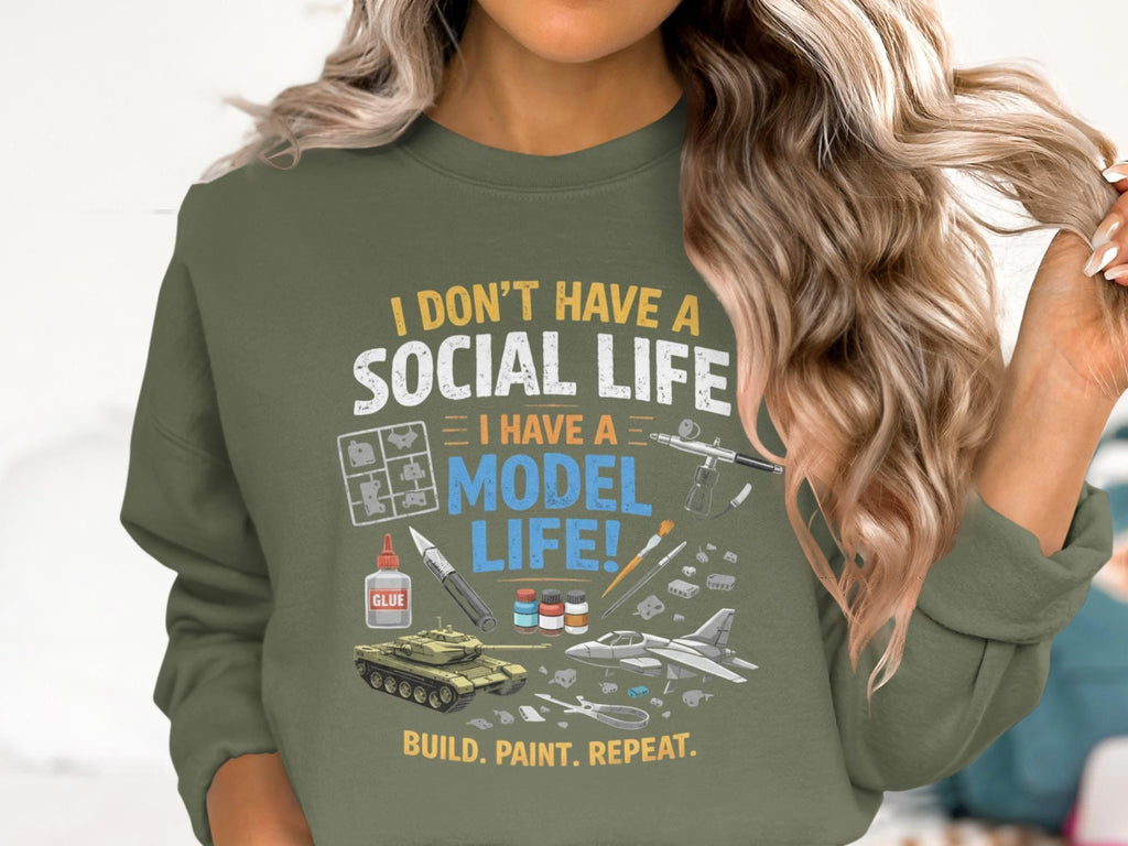 Funny Model Life Shirt, Build Paint Repeat Sweatshirt, Hobby Enthusiast Shirt, Model Builder Gift, Unisex Model Making Crewneck
