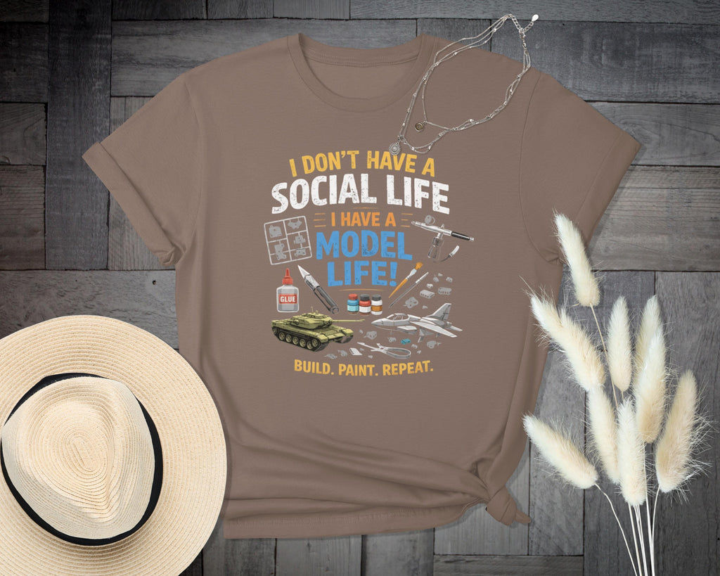 I Don't Have a Social Life I Have a Model Life Shirt, Build Paint Repeat T-Shirt, Model Building Enthusiast Gift, Hobbyist Tee