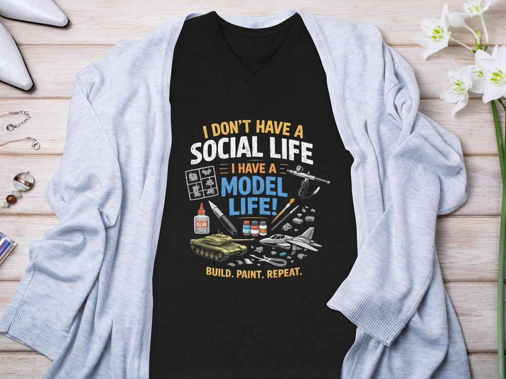 Model Life T-Shirt, Funny Hobby Tee, I Don't Have a Social Life Shirt, Build Paint Repeat, Perfect Gift for Model Enthusiasts