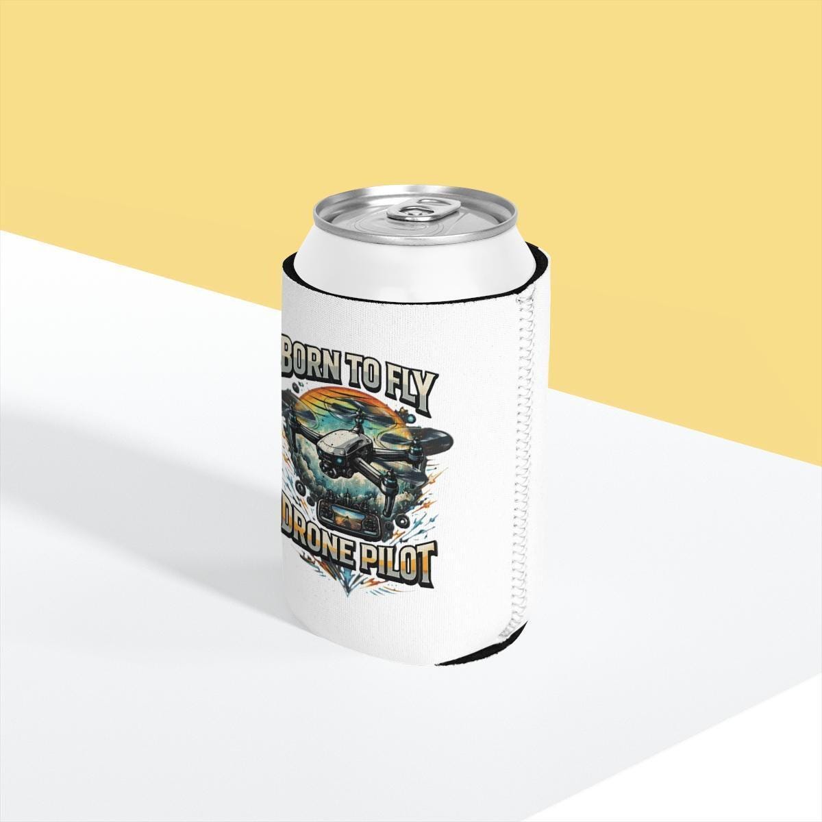 Born to Fly Drone Pilot Can Cooler, Fun Drone Enthusiast Gift, Drone Pilot Accessory, Unique Drone Lover Can Holder
