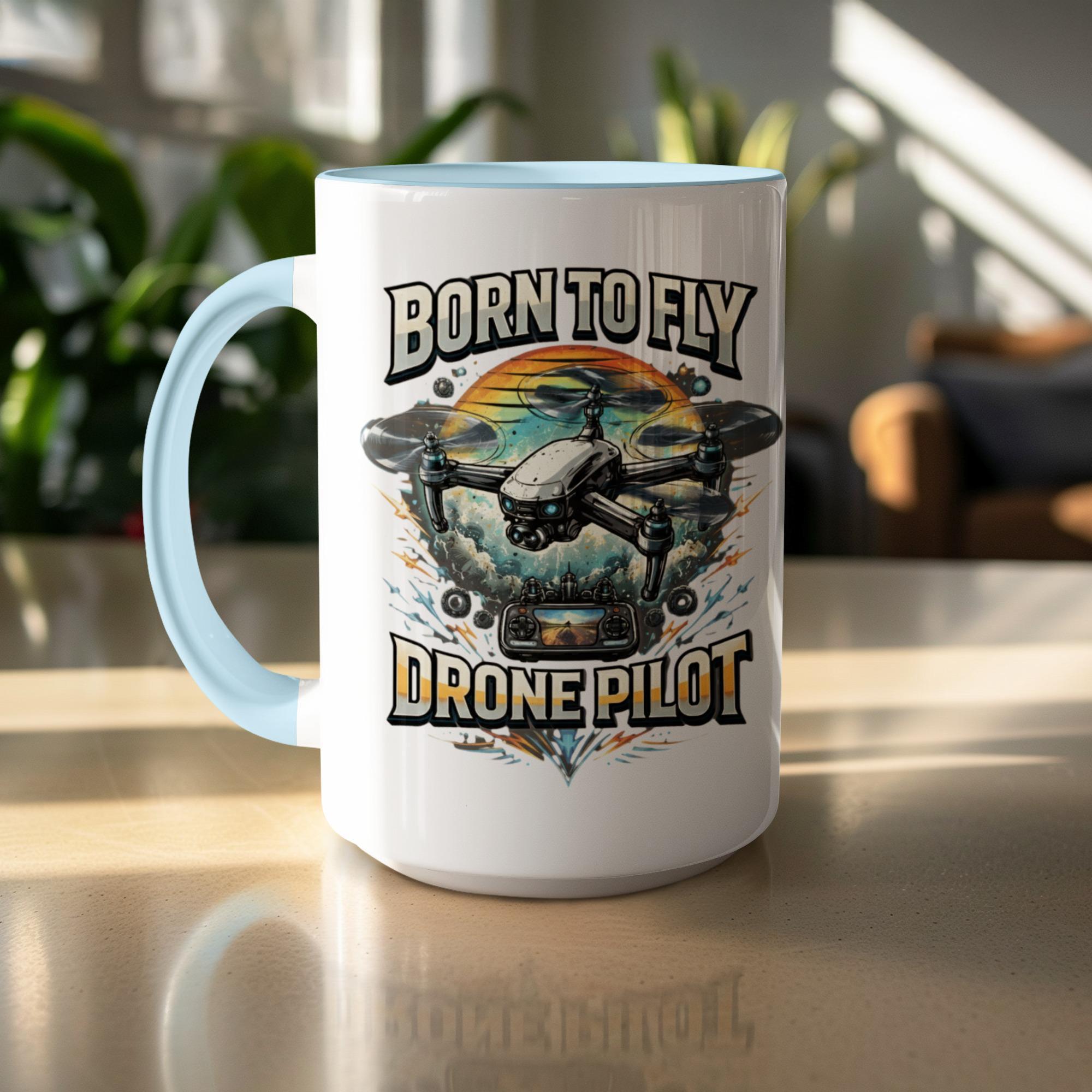 Born to Fly Drone Pilot Mug, Unique Drone Enthusiast Gift, Perfect for Drone Lovers, Drone Pilot Coffee Mug, Cool Mug for Pilots