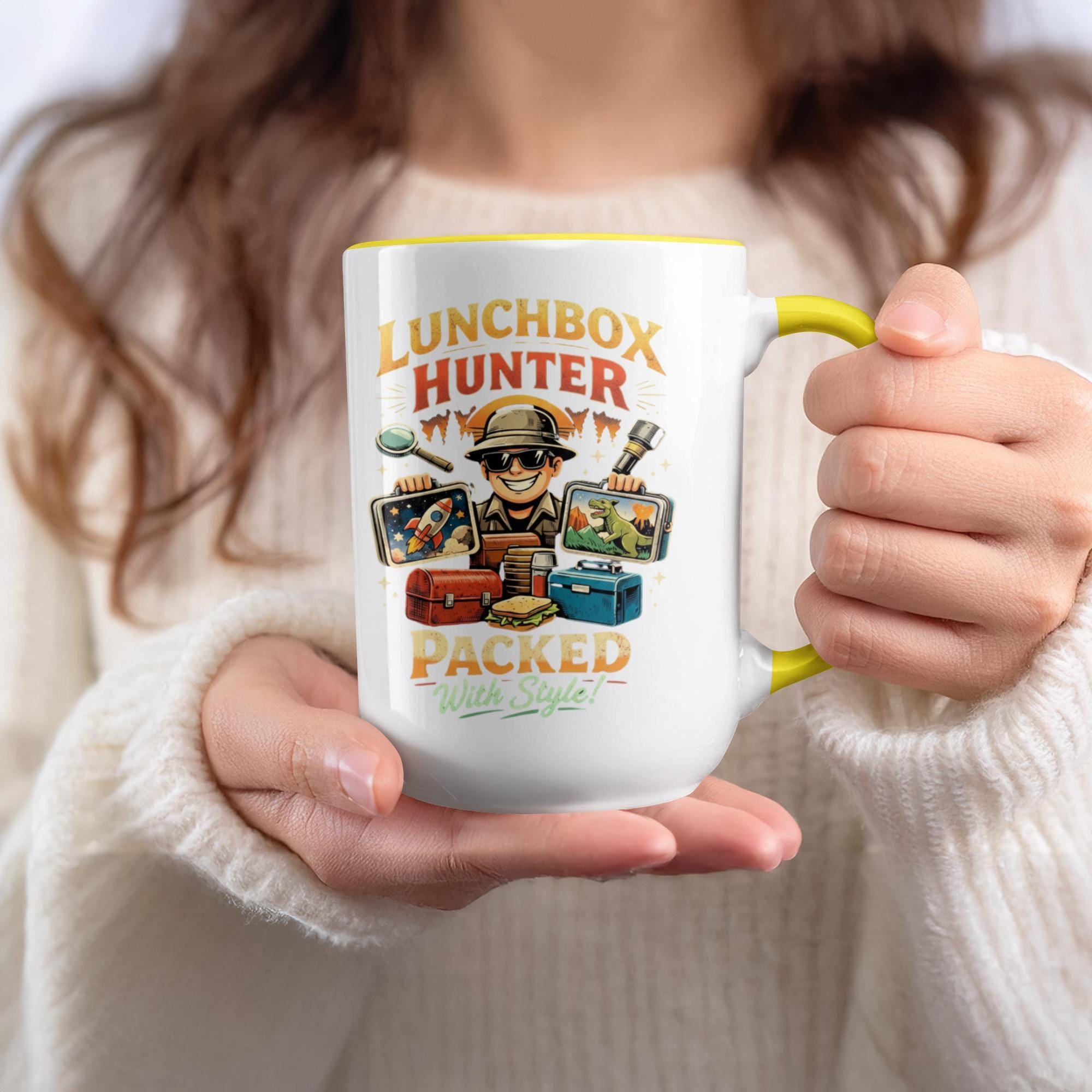 Lunchbox Hunter Mug, Adventure Seeker Coffee Mug, Packed with Style Mug, Gift for Explorer, Travel Themed Mug, Unique Coffee Cup