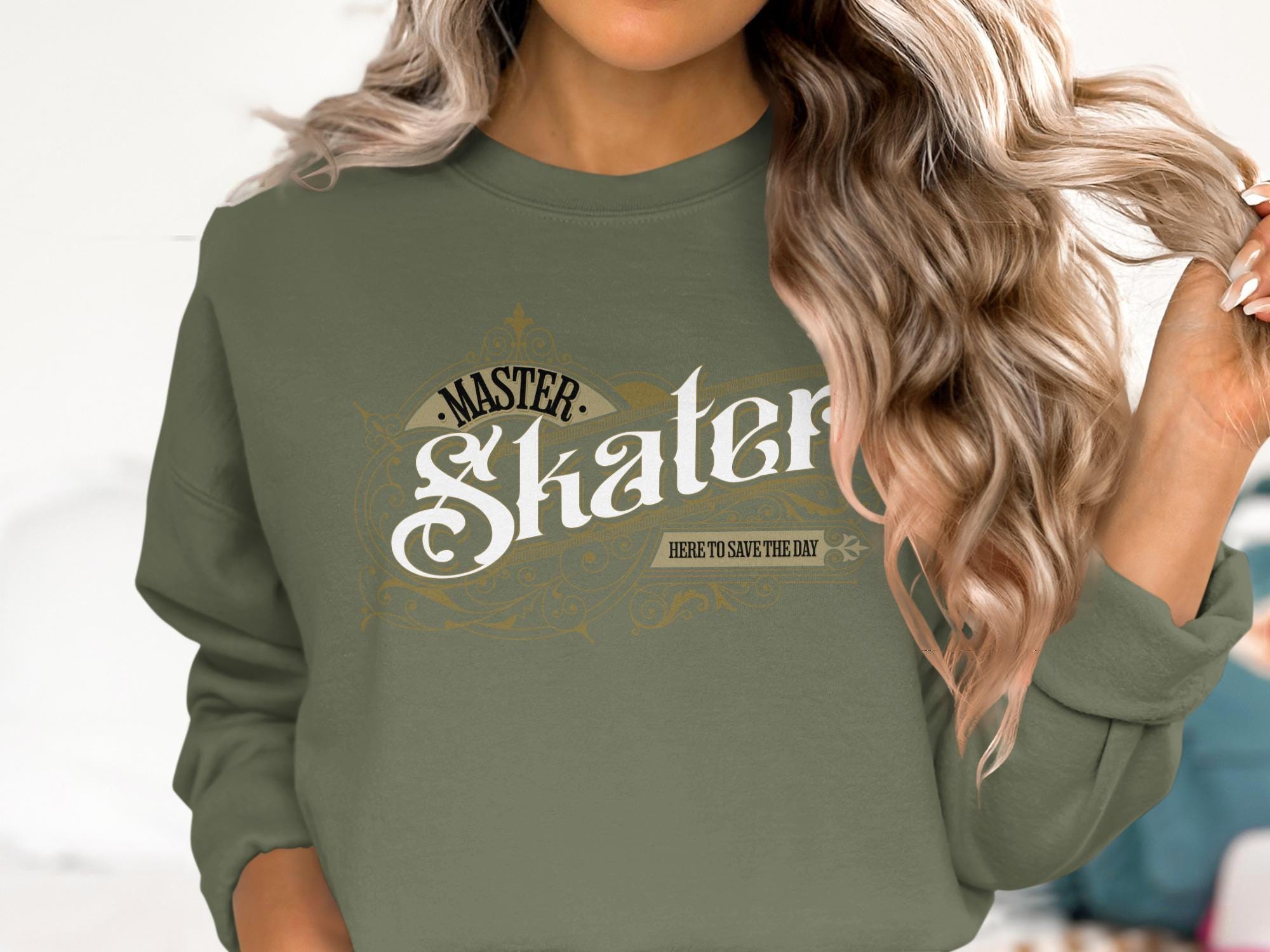 Master Skater Sweatshirt, Here to Save the Day Skateboard Shirt, Cool Skater Graphic Tee, Trendy Skater Apparel Gift