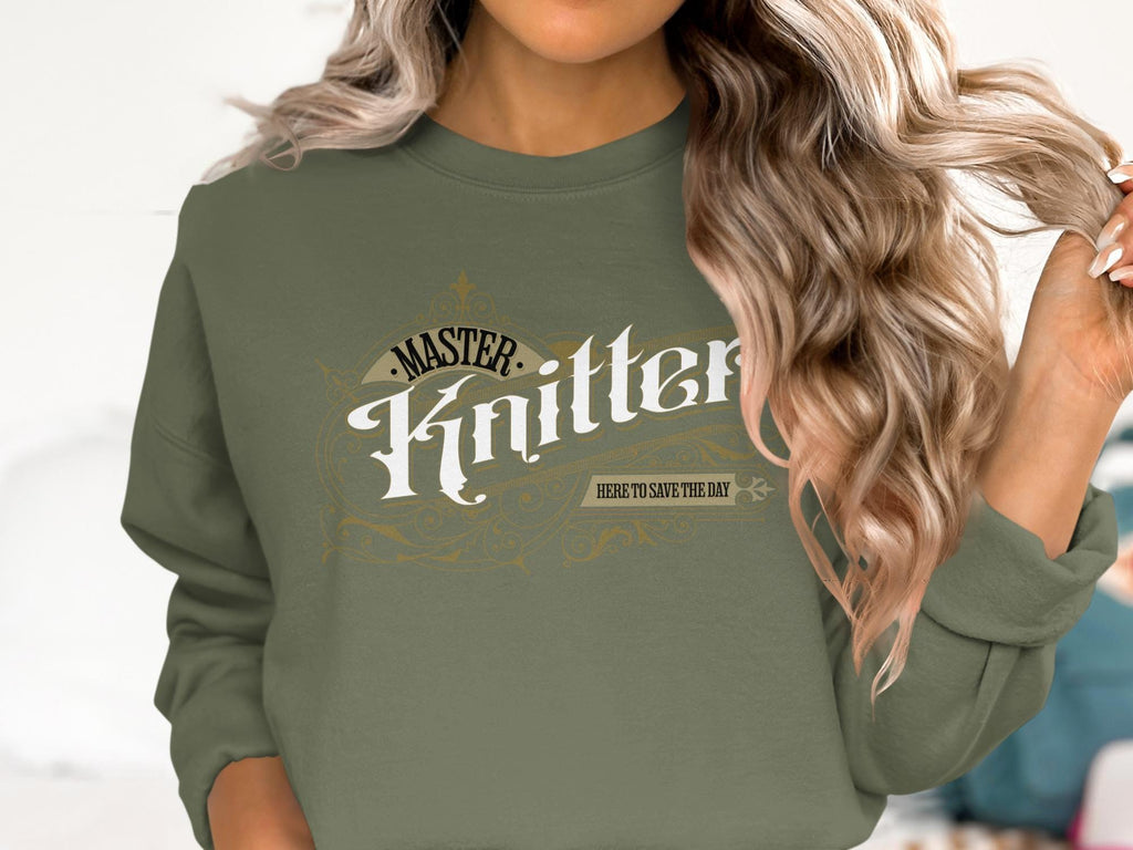 Master Knitter Hoodie, Knitting Lover Gift, Funny Knitwear, Here to Save the Day, Cozy Sweatshirt for Craft Enthusiasts