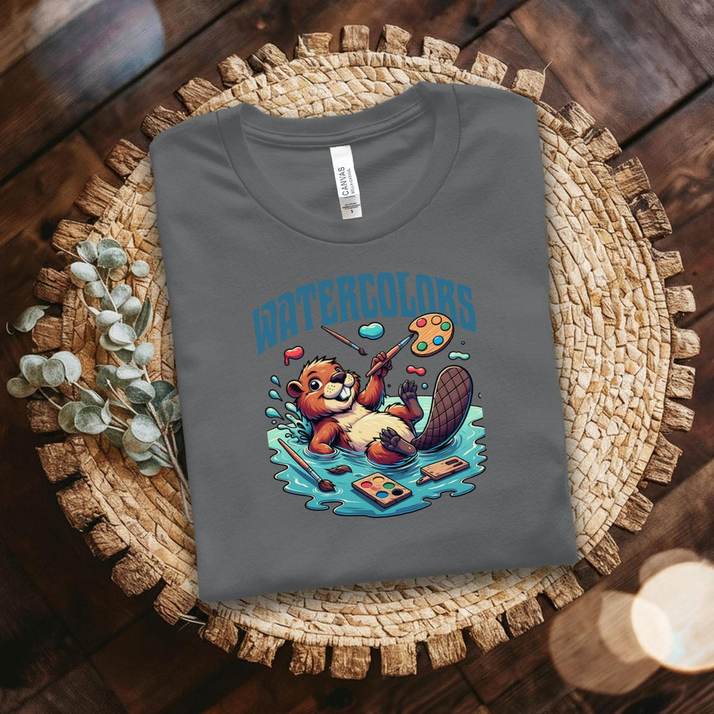Cute Beaver Watercolor Artist Shirt, Funny Beaver Painting Tee, Gift for Art Lovers, Unique Graphic Art Beaver T Shirt, Creative Artist