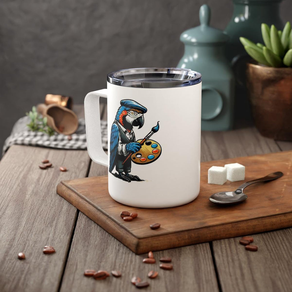 Parrot Artist Mug, Cute Bird Coffee Cup, Unique Gift for Artists, Colorful Parrot Design, Inspirational Art Lover Mug