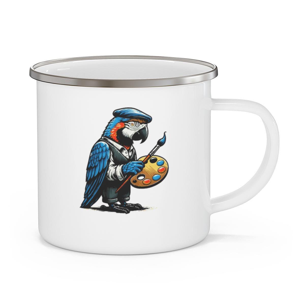 Parrot Artist Mug, Cute Bird Illustration Cup, Funny Coffee Mug, Unique Gift Idea, Artistic Parrot Lover, Colorful Bird Art Mug