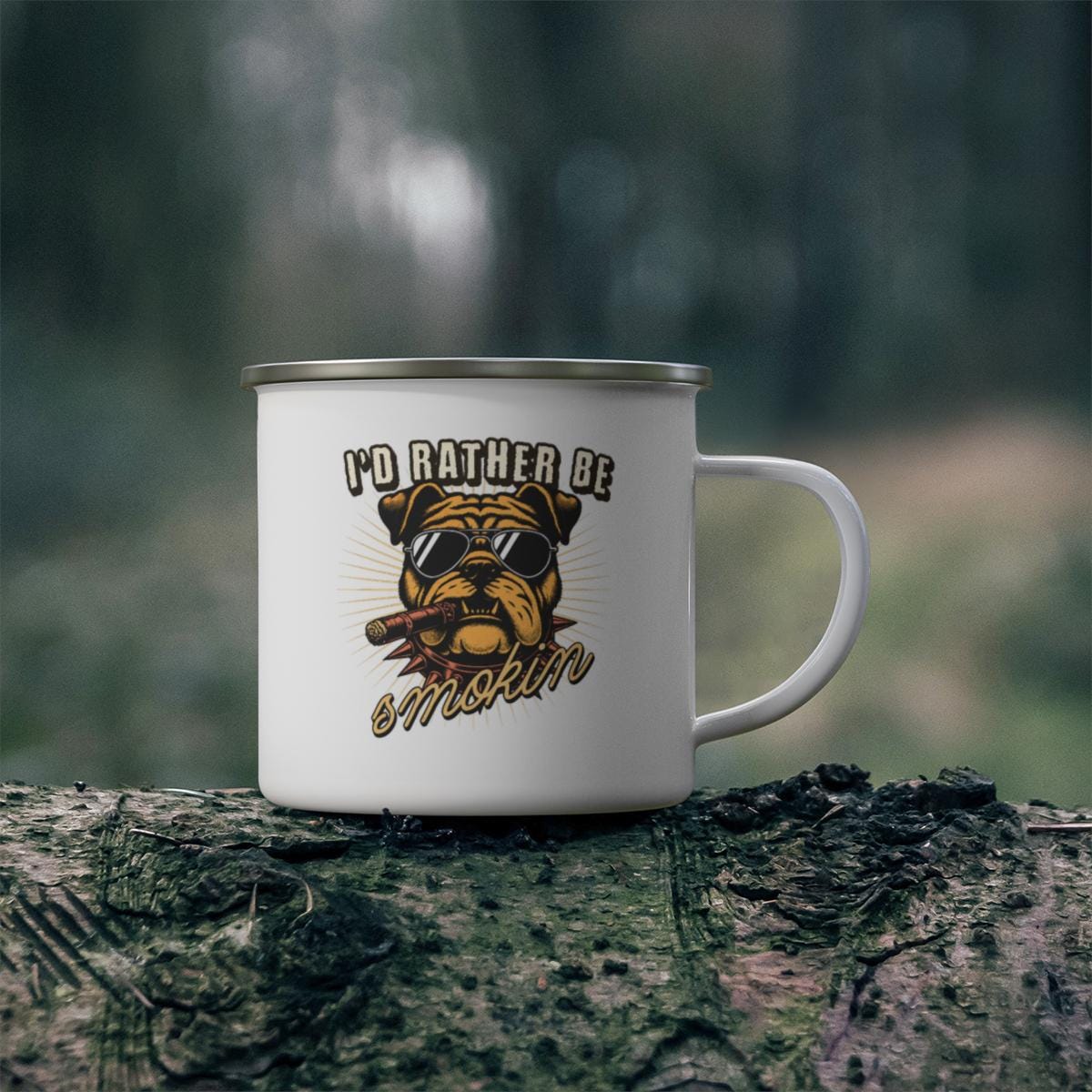 Funny Bulldog Mug, I'd Rather Be Smokin Mug, Unique Gift for Dog Lovers, Cool Coffee Mug, Novelty Camping Mug, Gift for Smokers