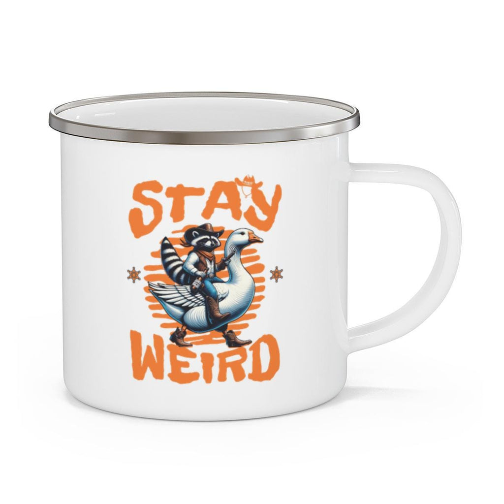 Stay Weird Mug, Raccoon Riding Goose Mug, Funny Graphic Mug, Quirky Camp Mug, Gift for Animal Lovers, Unique Gift Idea