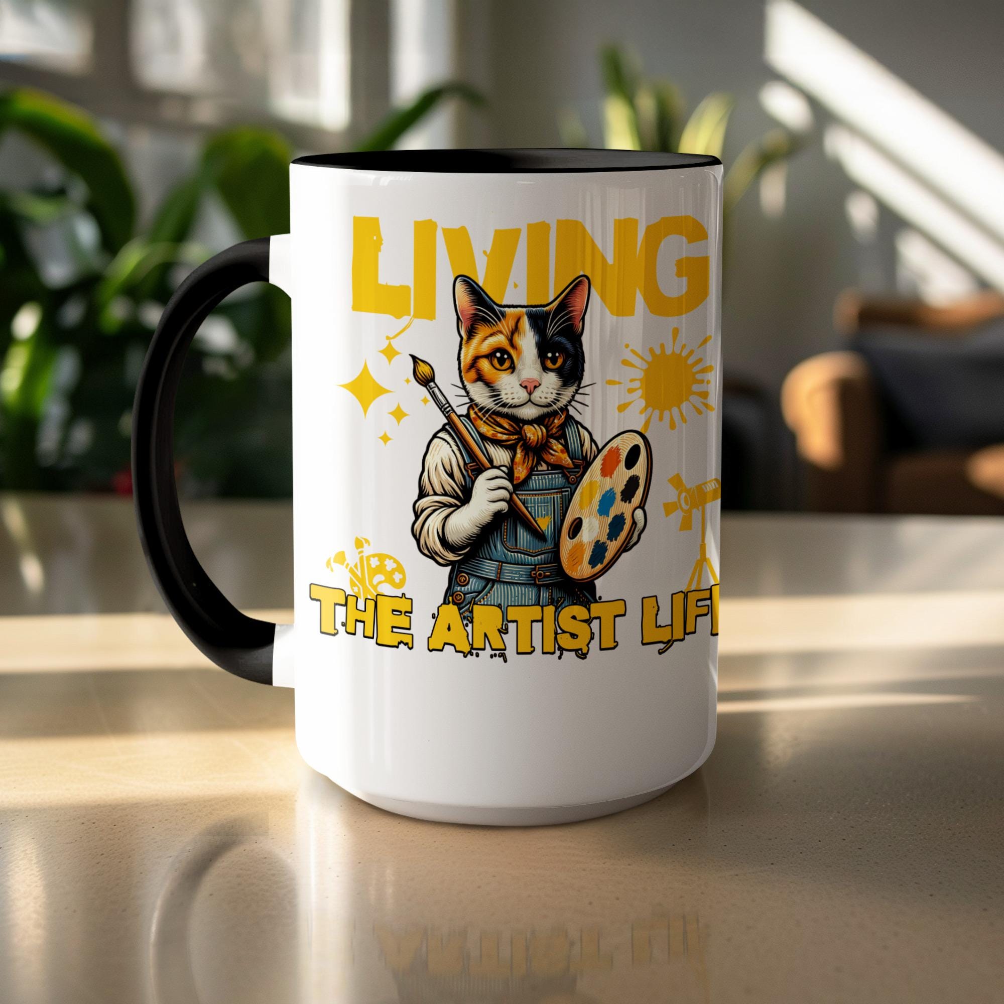 Living The Artist Life Mug, Cat Artist Mug, Cute Cat Mug, Funny Art Mug, Artist Gift, Artistic Cat Mug, Painter Mug, Art Lover Gift