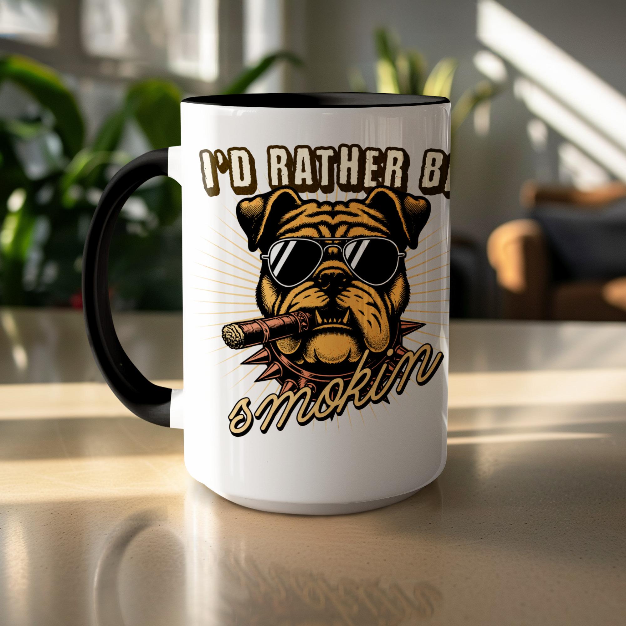 Funny Bulldog Mug, Dog Lover Gift, Smokin Dog Coffee Cup, Cool Dog Mug, Unique Coffee Mug, Animal Lover Gift Idea, Novelty Mug